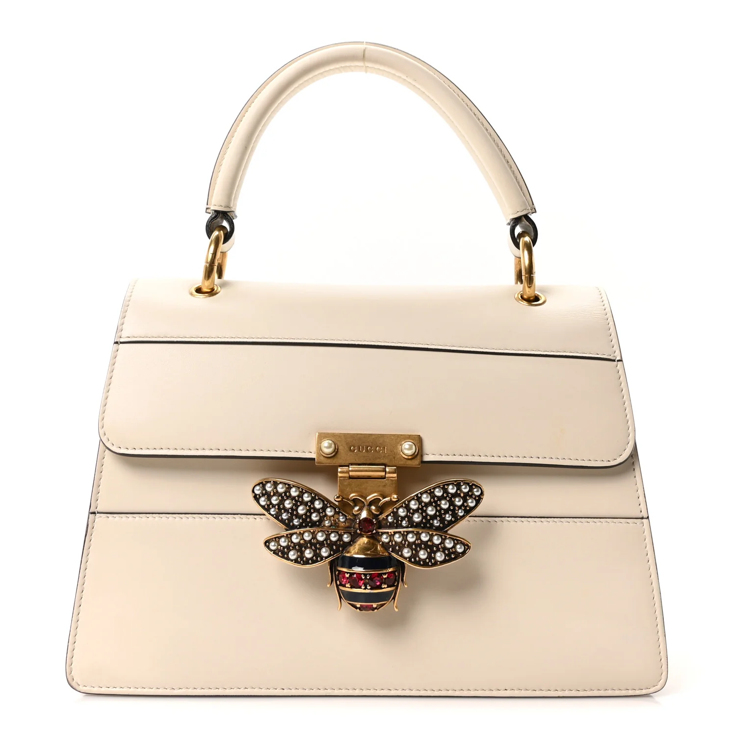 Calfskin Small Queen Margaret Top Handle Bag Mystic White
