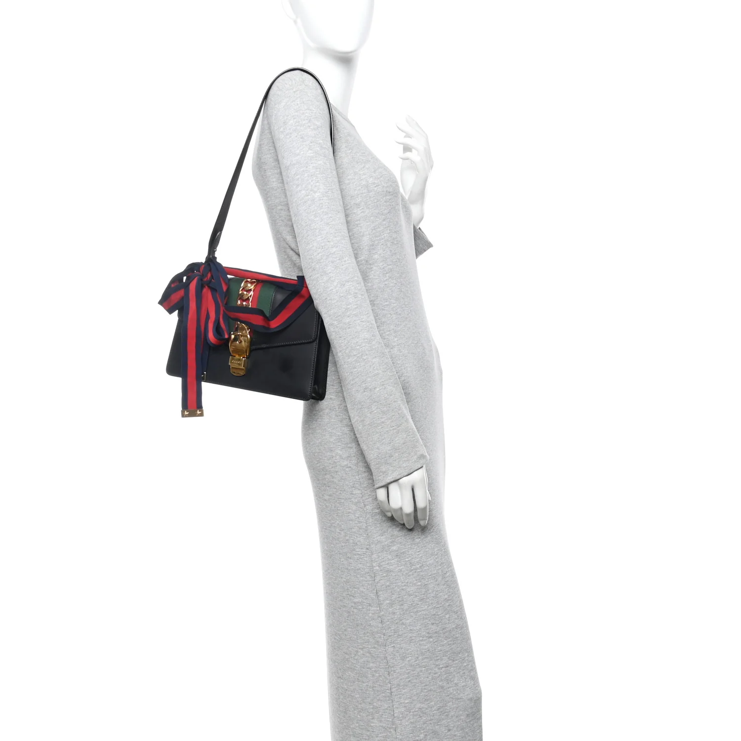 Calfskin Small Sylvie Shoulder Bag Black - Image 2