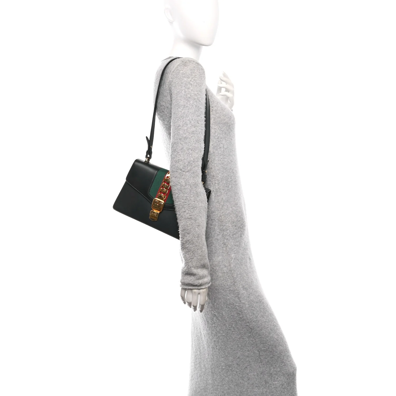 Calfskin Small Sylvie Shoulder Bag Black - Image 2