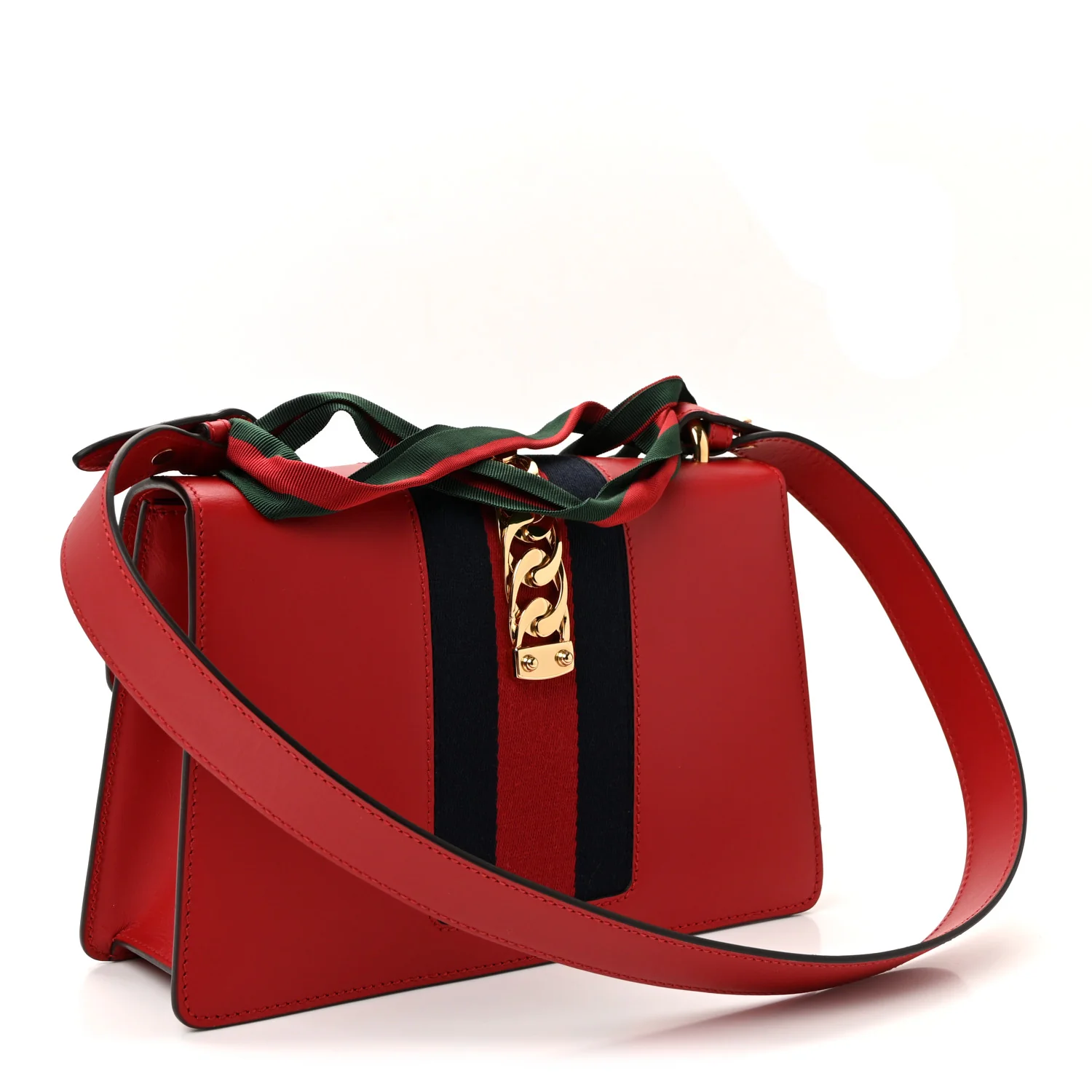 Calfskin Small Sylvie Shoulder Bag Hibiscus Red - Image 3