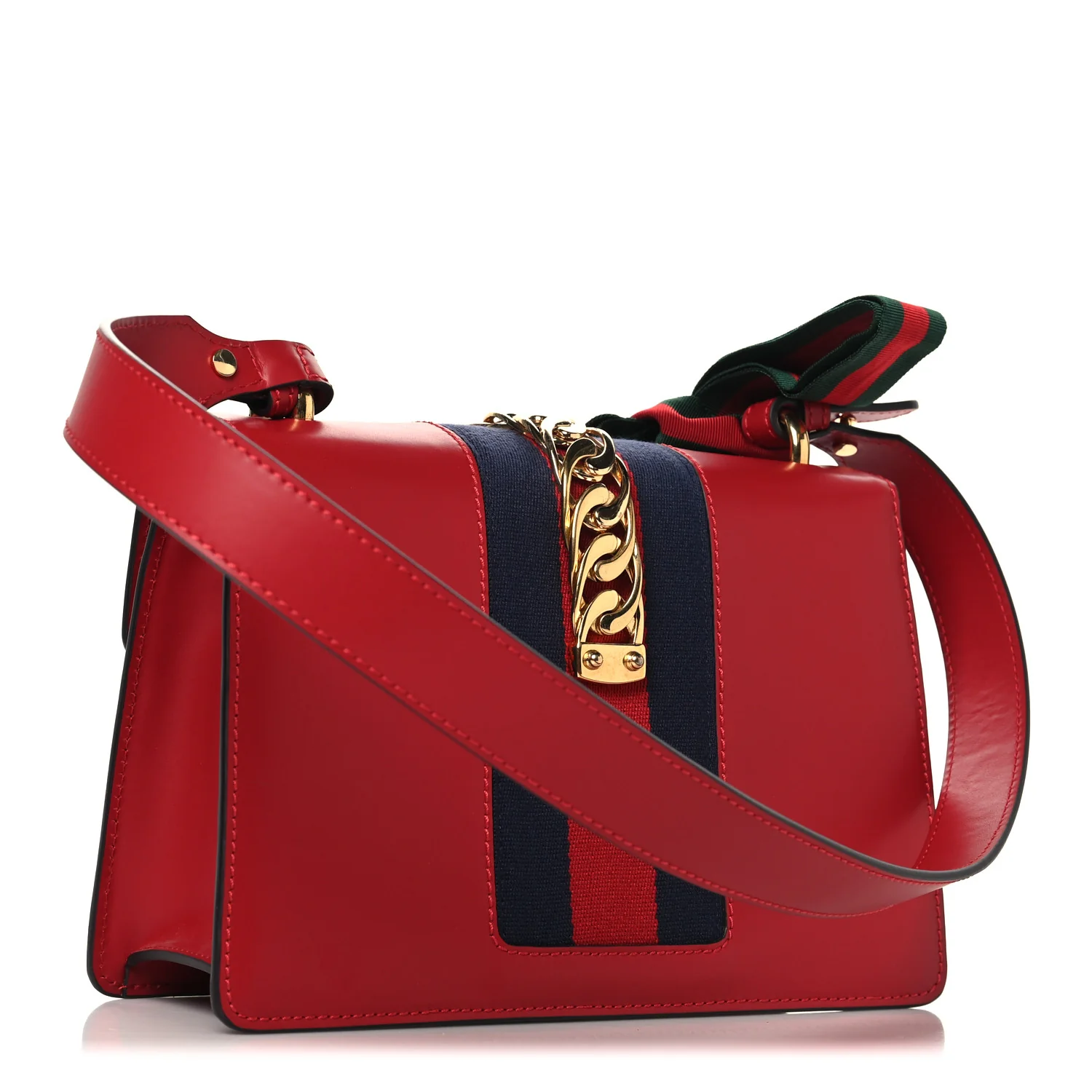 Calfskin Small Sylvie Shoulder Bag Hibiscus Red - Image 3