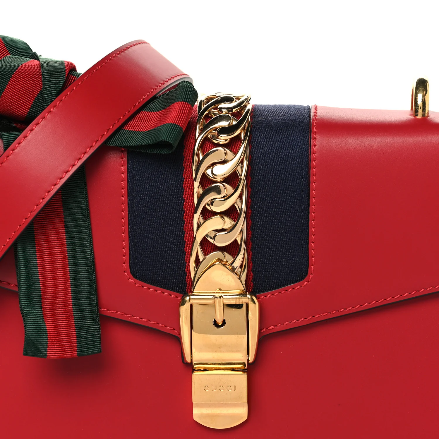 Calfskin Small Sylvie Shoulder Bag Hibiscus Red - Image 8