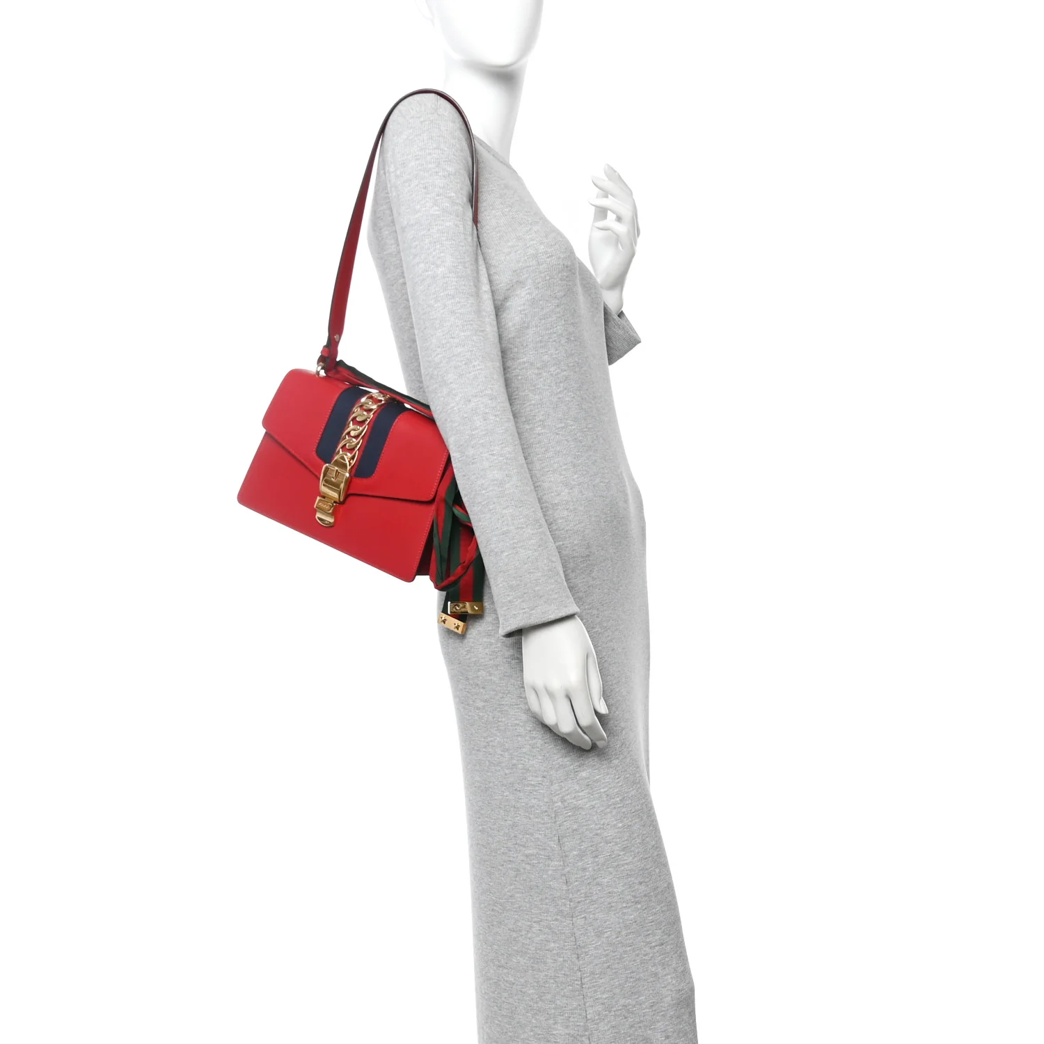 Calfskin Small Sylvie Shoulder Bag Hibiscus Red - Image 2