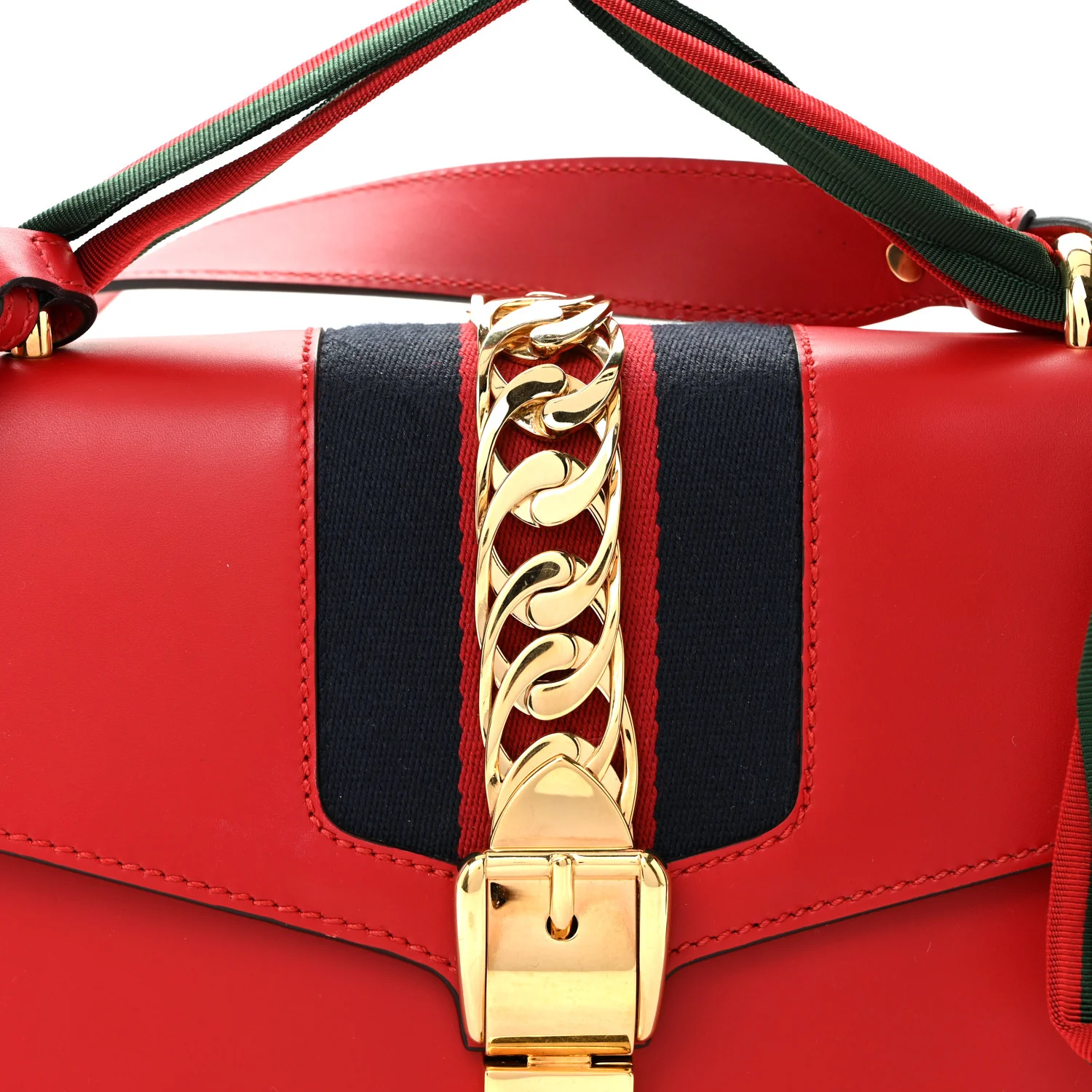 Calfskin Small Sylvie Shoulder Bag Hibiscus Red - Image 8