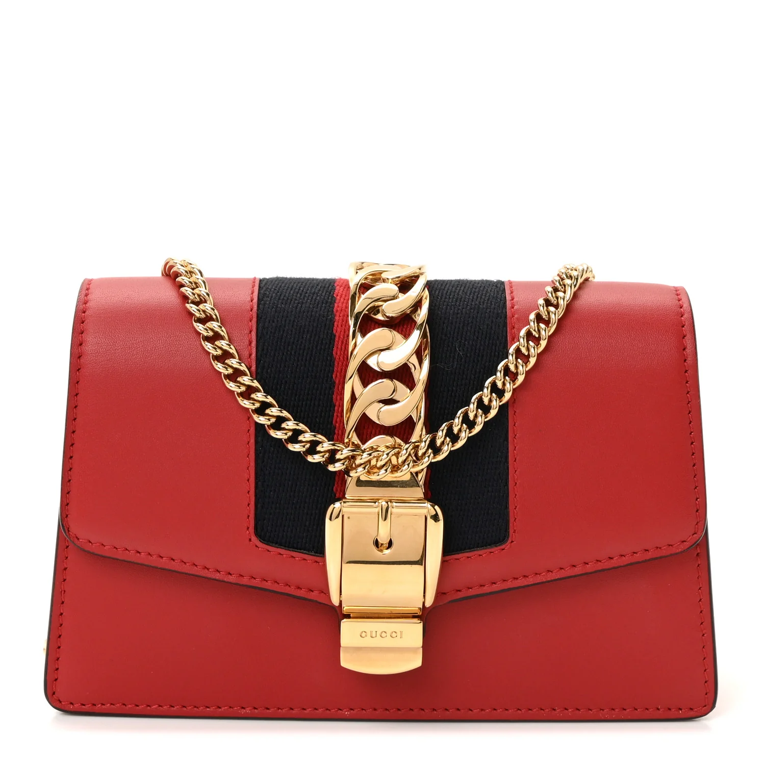 Calfskin Super Mini Sylvie Chain Shoulder Bag Hibiscus Red