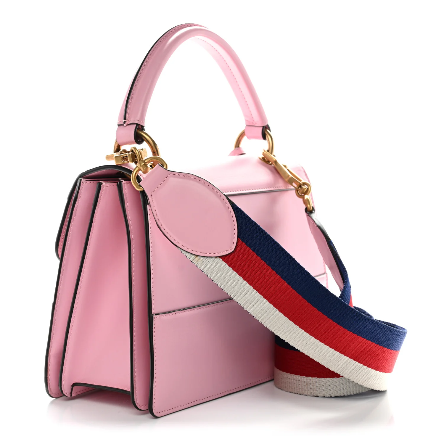 Calfskin Sylvie Web Small Queen Margaret Top Handle Bag Sugar Pink - Image 3