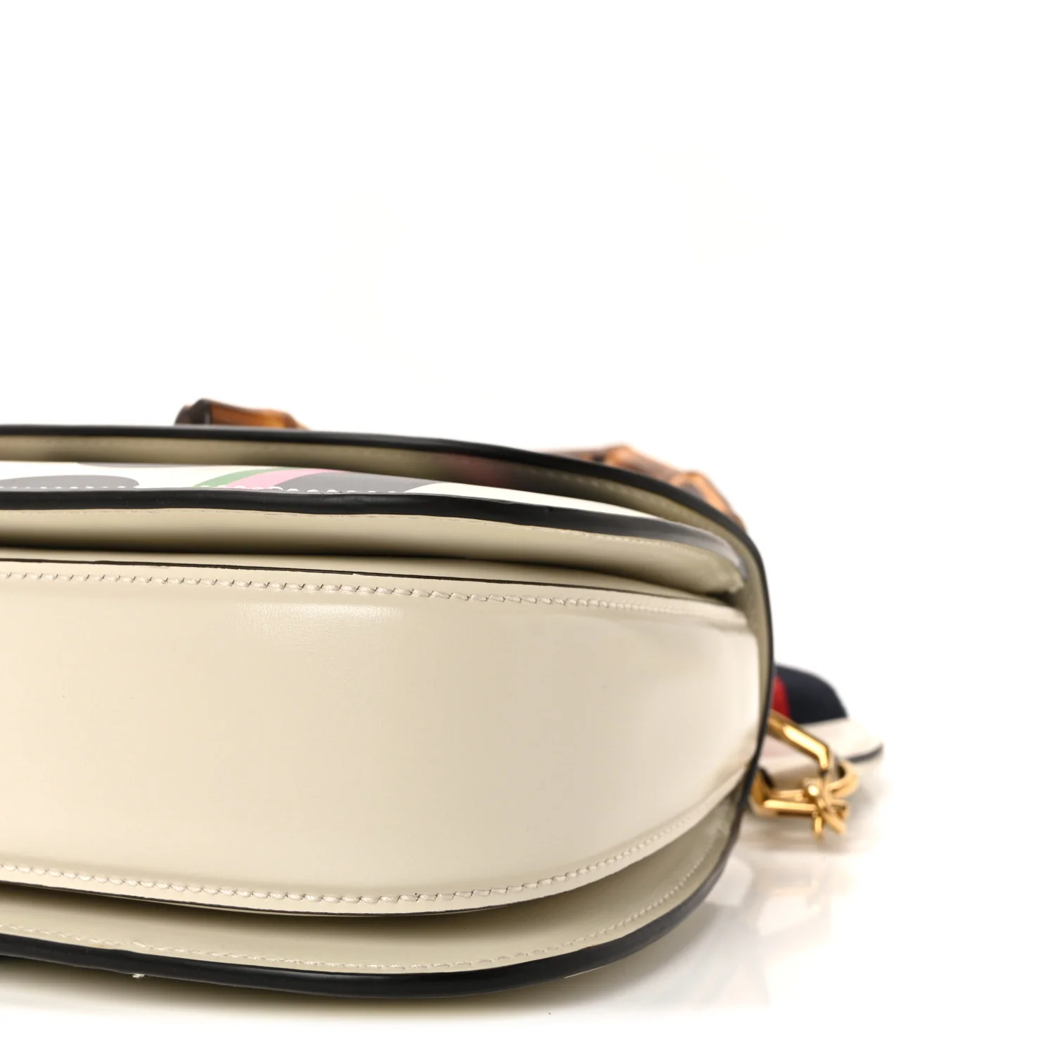 Calfskin Web Geometric Print Small Bamboo 1947 Top Handle Bag White Multi - Image 10