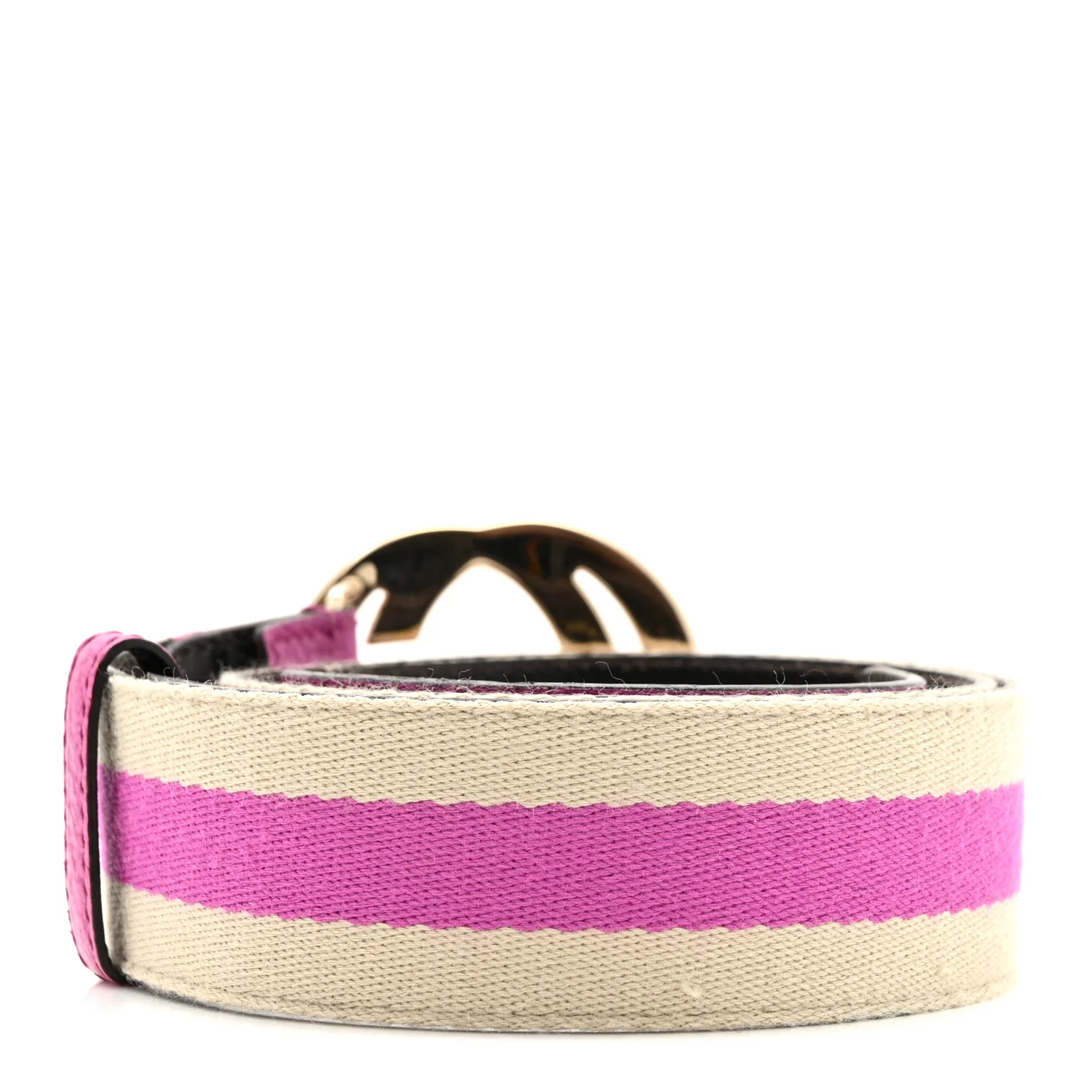 Calfskin Web Interlocking G Belt 85 34 Fuchsia White - Image 3