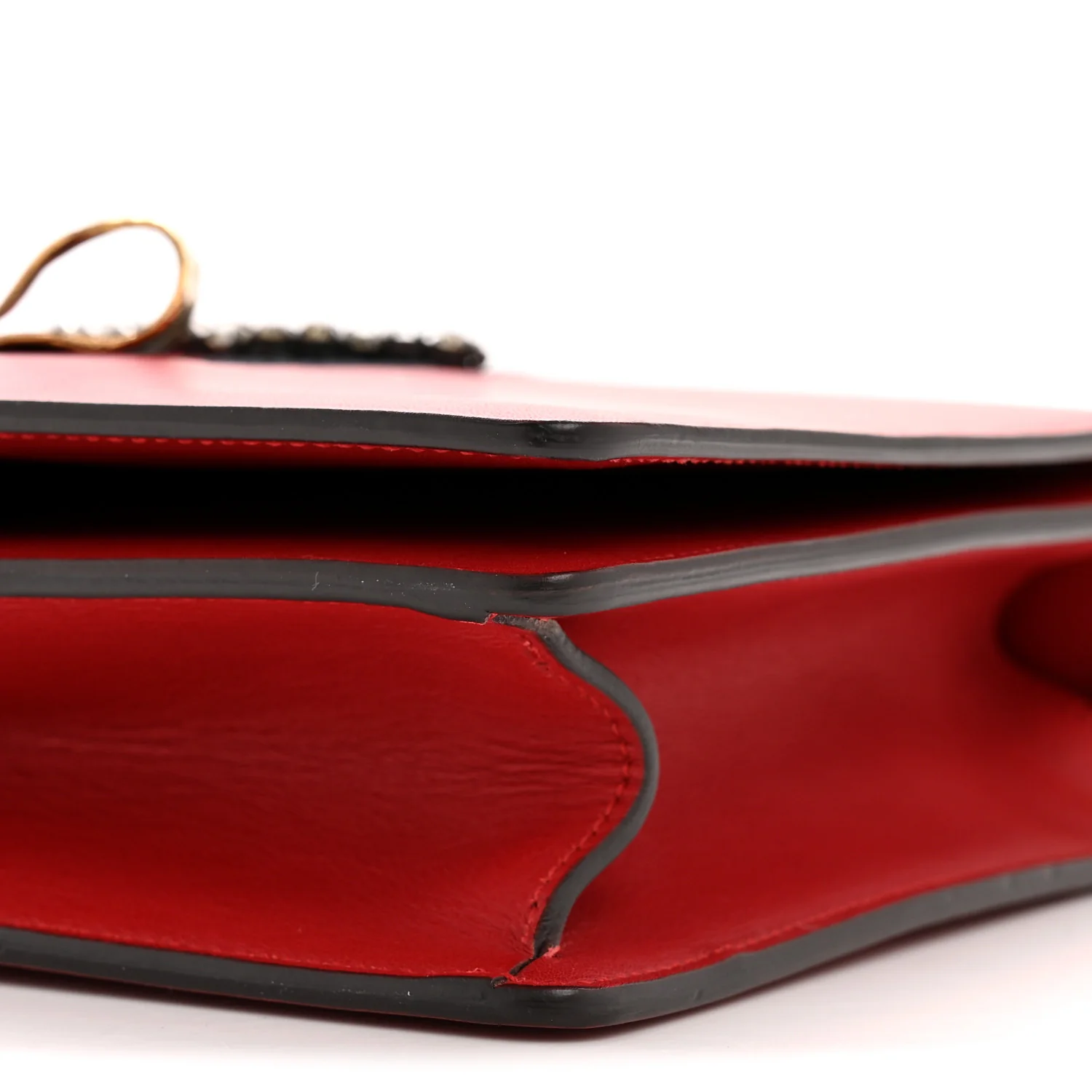 Calfskin Web Medium Peony Chain Shoulder Bag Red - Image 10