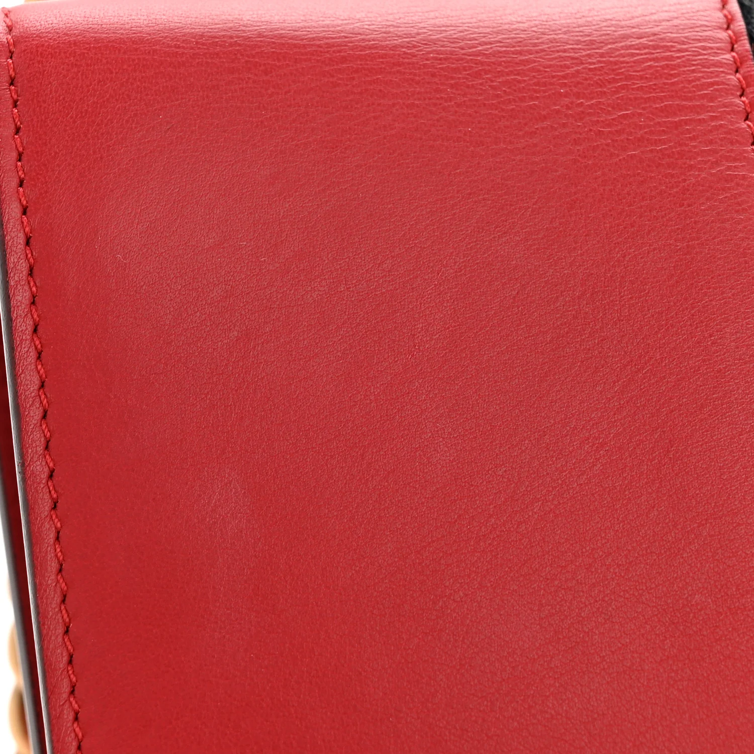 Calfskin Web Medium Peony Chain Shoulder Bag Red - Image 13