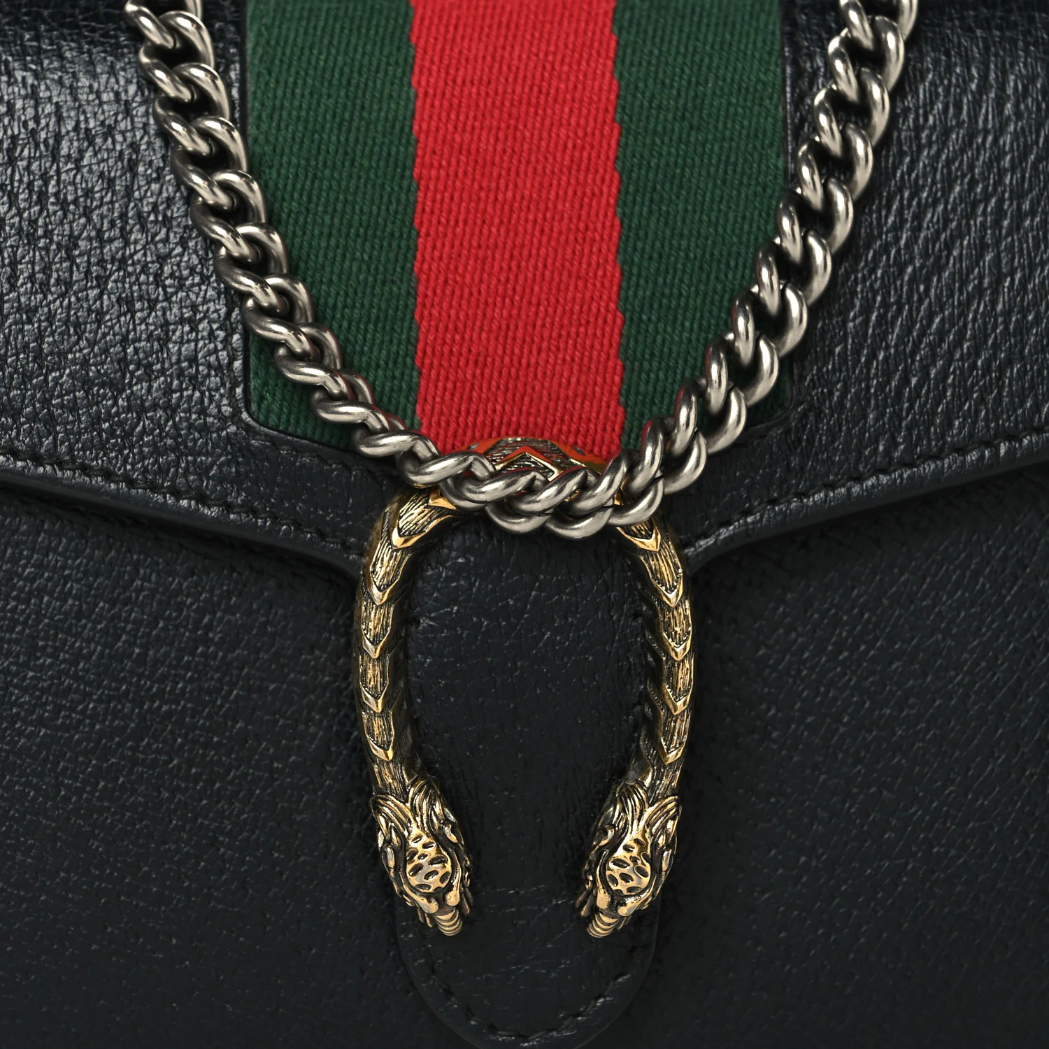 Calfskin Web Mini Dionysus Chain Wallet Black - Image 8