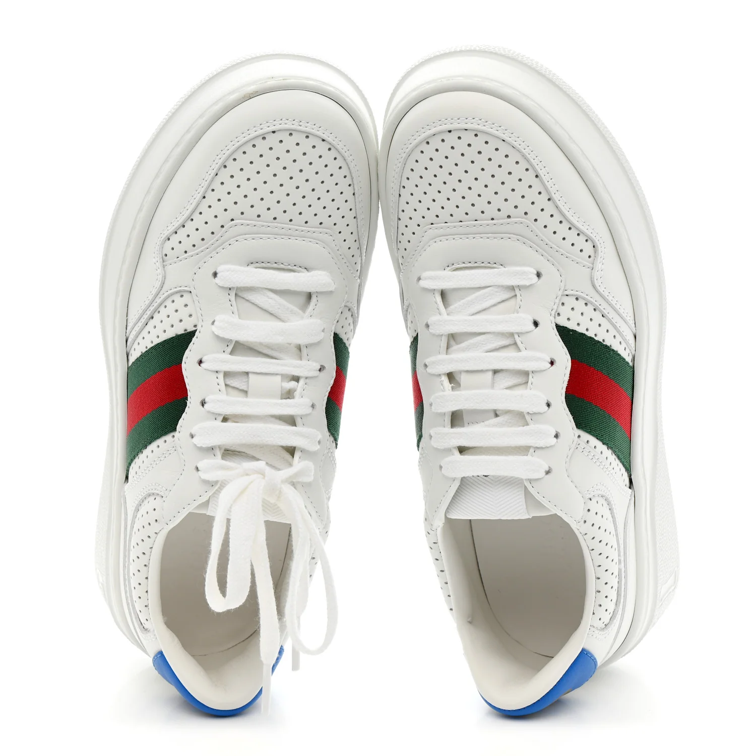 Calfskin Web Perforated Womens Platform 55mm Sneakers 36 White Bright Splash - Image 2