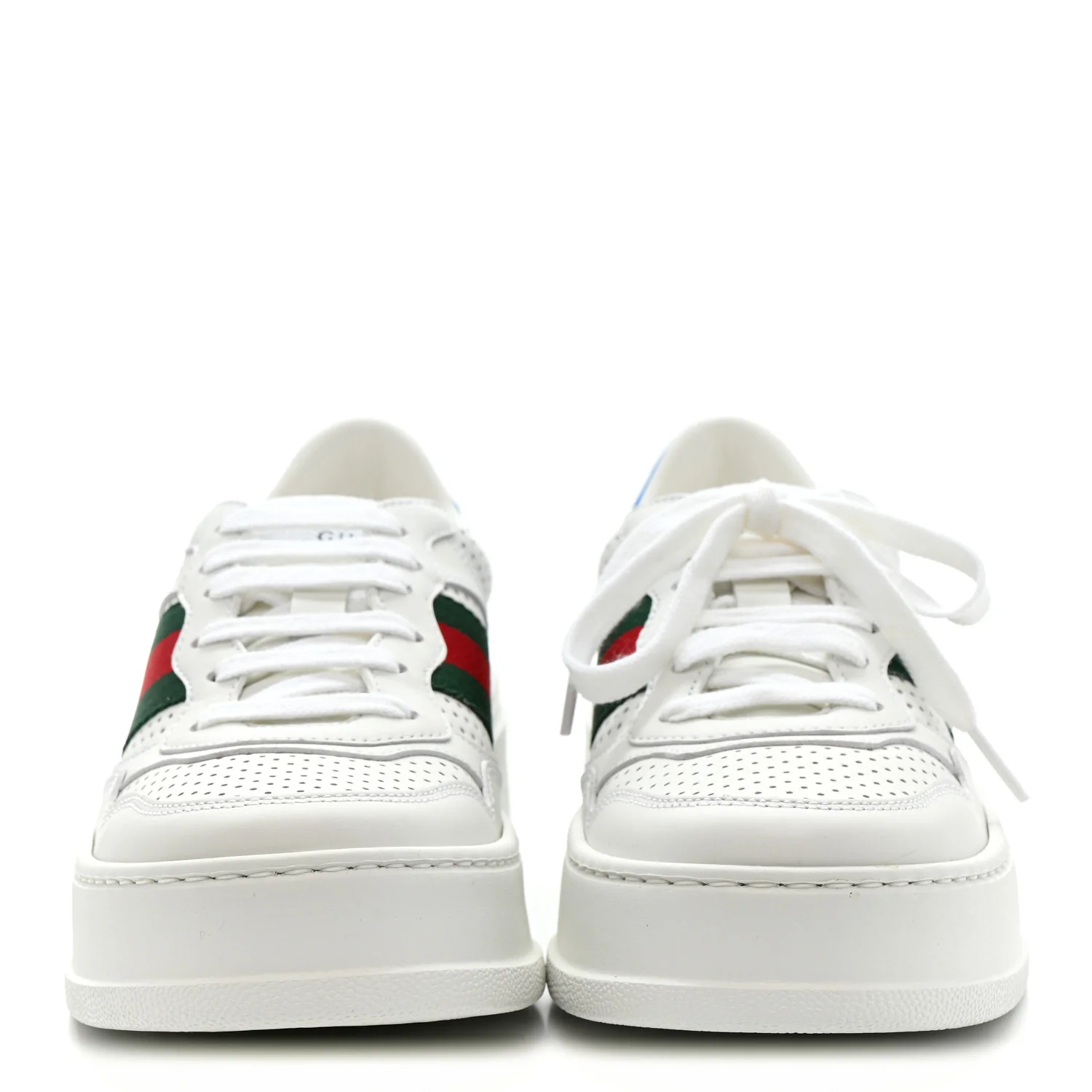 Calfskin Web Perforated Womens Platform 55mm Sneakers 36 White Bright Splash - Image 3