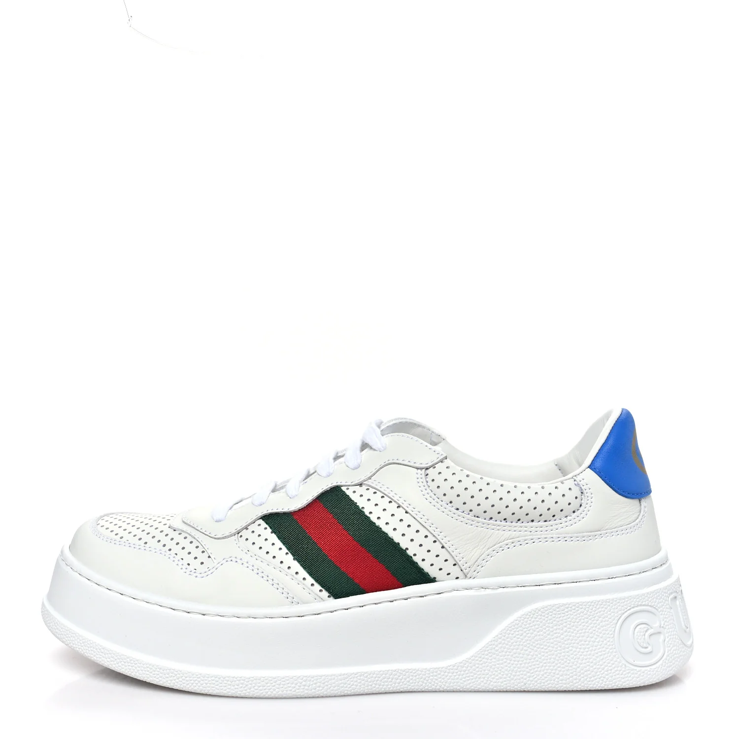 Calfskin Web Perforated Womens Platform 55mm Sneakers 41 White Bright Splash