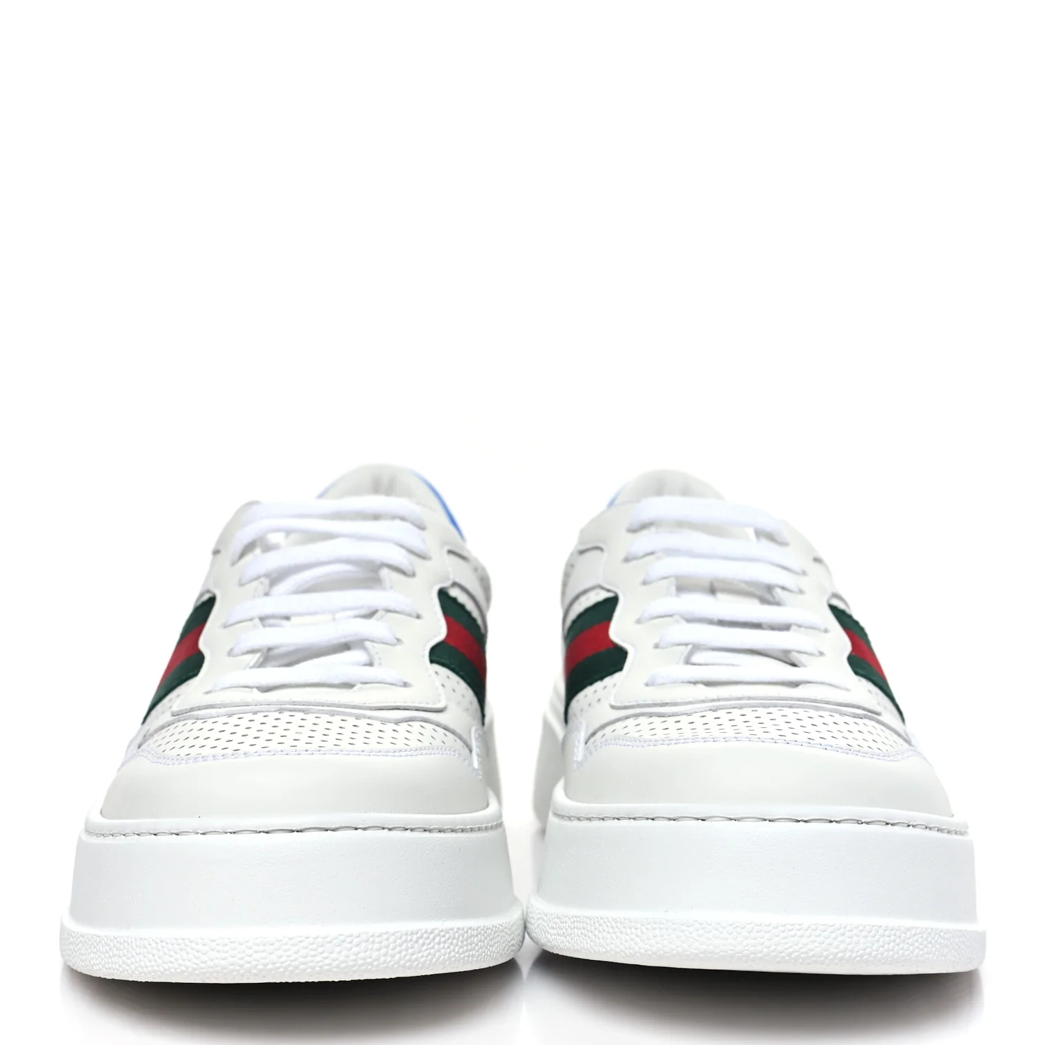 Calfskin Web Perforated Womens Platform 55mm Sneakers 41 White Bright Splash - Image 3