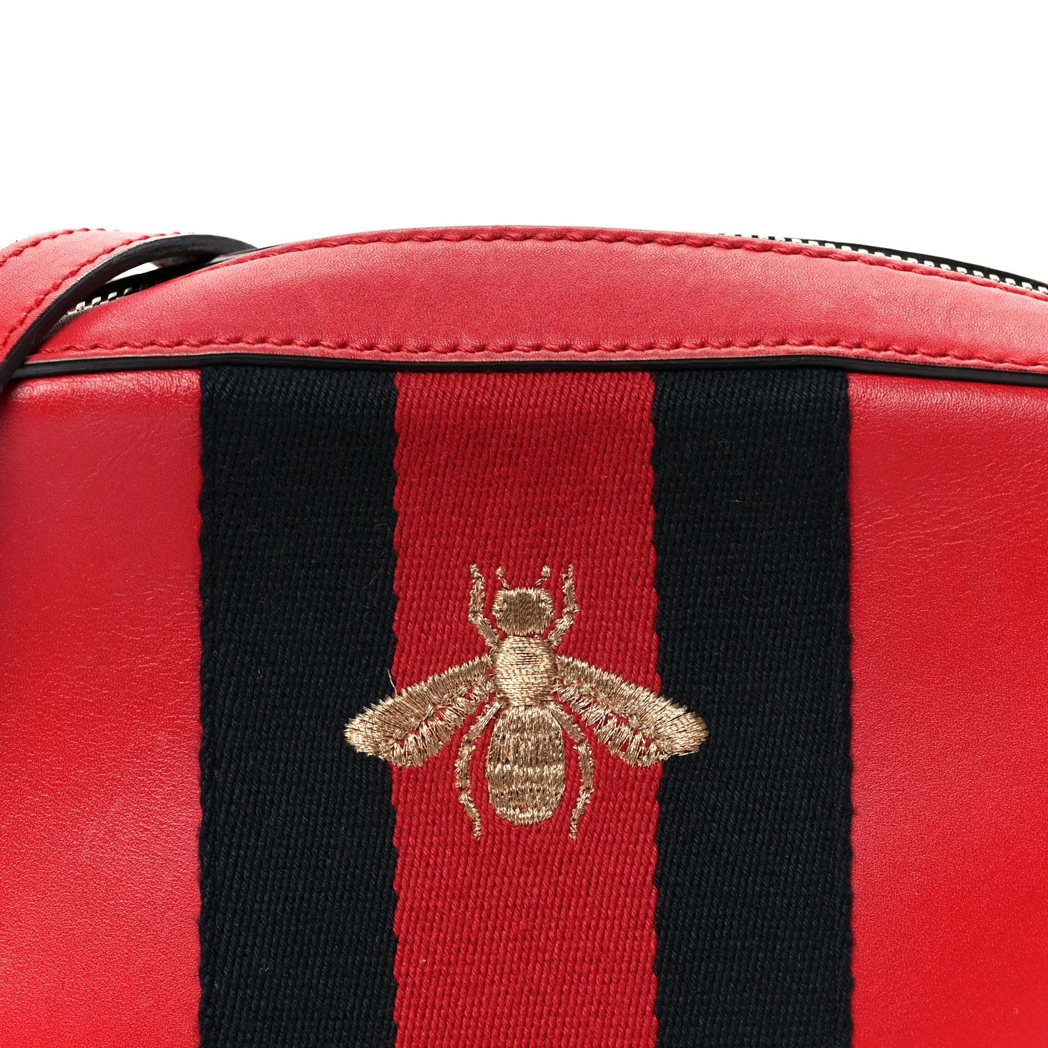 Calfskin Web Small Webby Bee Shoulder Bag Red - Image 9