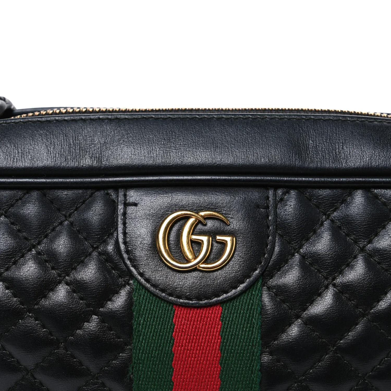 Calfskin Web Trapuntata Small GG Shoulder Bag Black - Image 8