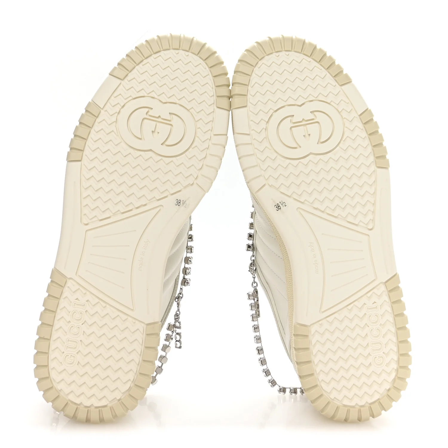 Calfskin Womens Re-Web Removable Crystal Sneakers 38.5 White - Image 11