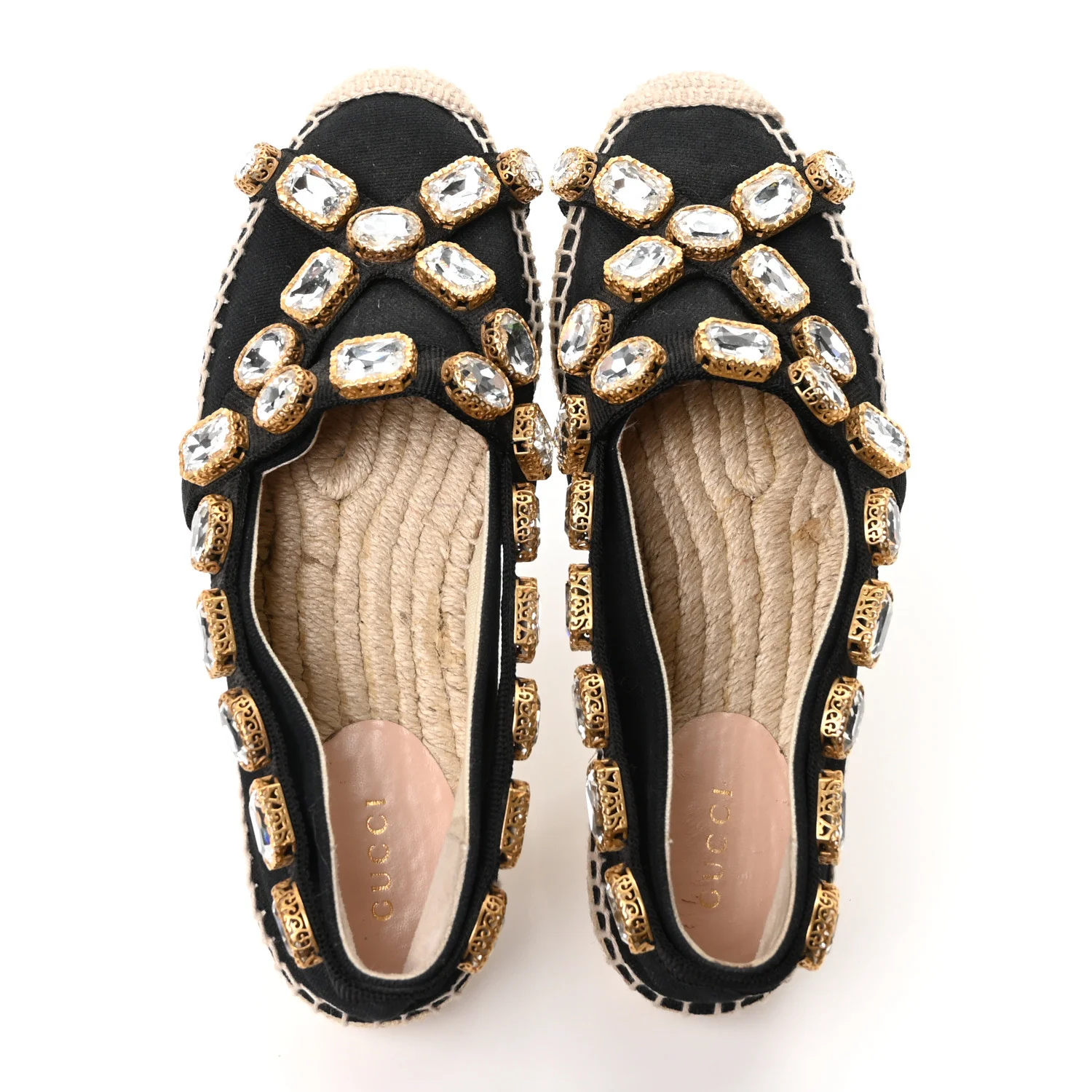 Canvas Crystal Embellished Espadrilles 36 Black - Image 2