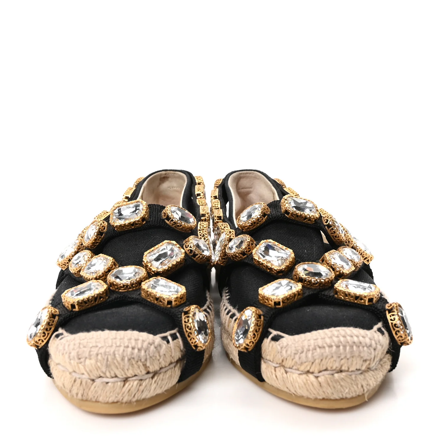 Canvas Crystal Embellished Espadrilles 36 Black - Image 3