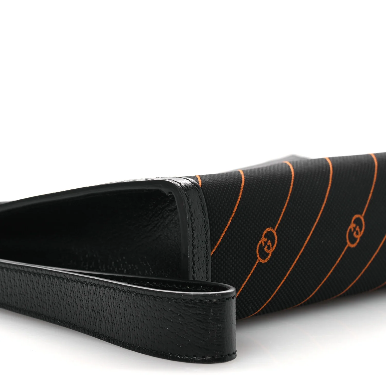 Canvas Diagonal Interlocking G Zip Pouch Black Orange - Image 9