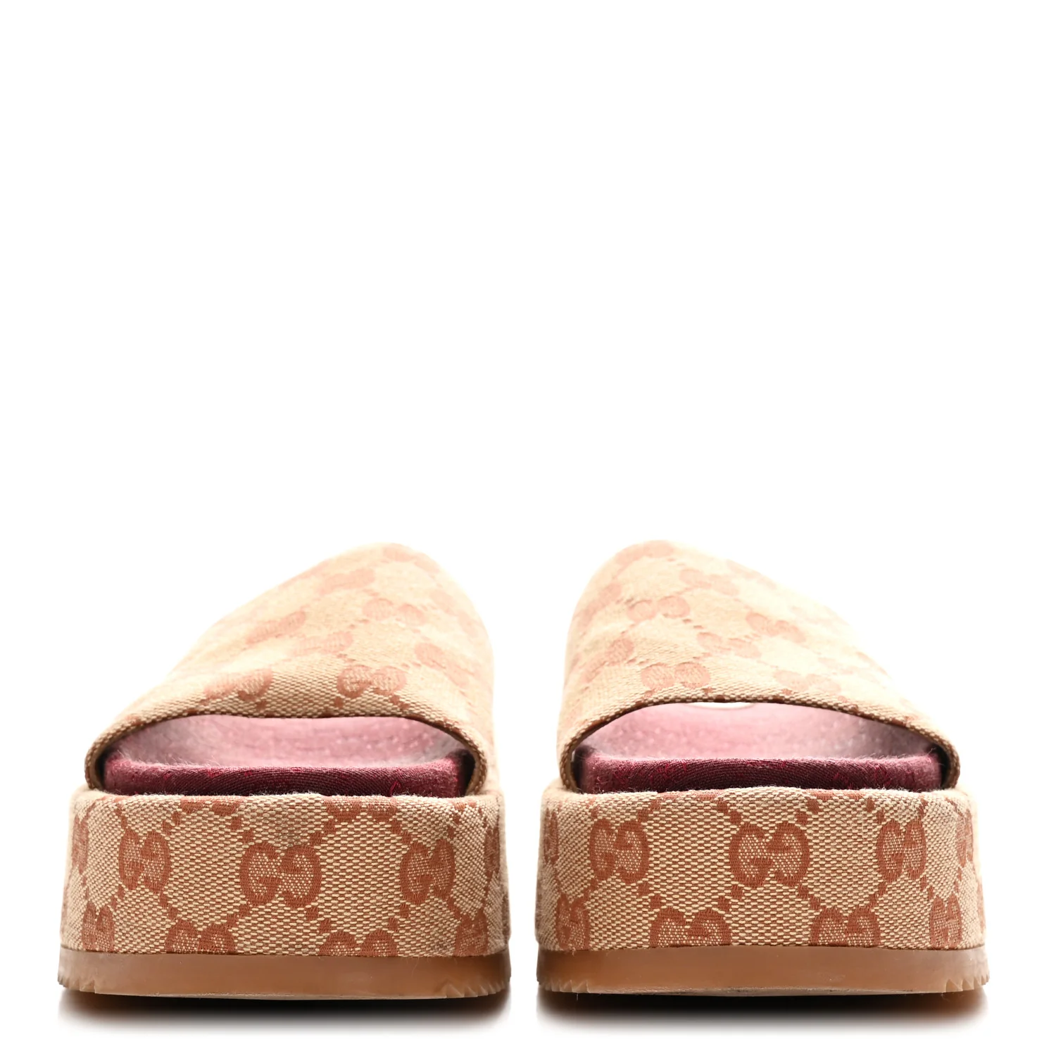 Canvas GG Monogram Angelina Platform Slide Sandals 36 Beige Ruggine - Image 3