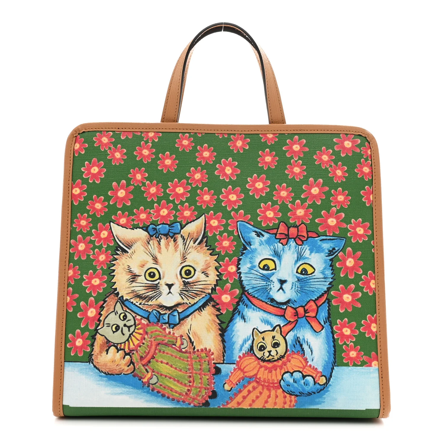 Canvas Kitten Print Children Tote Green