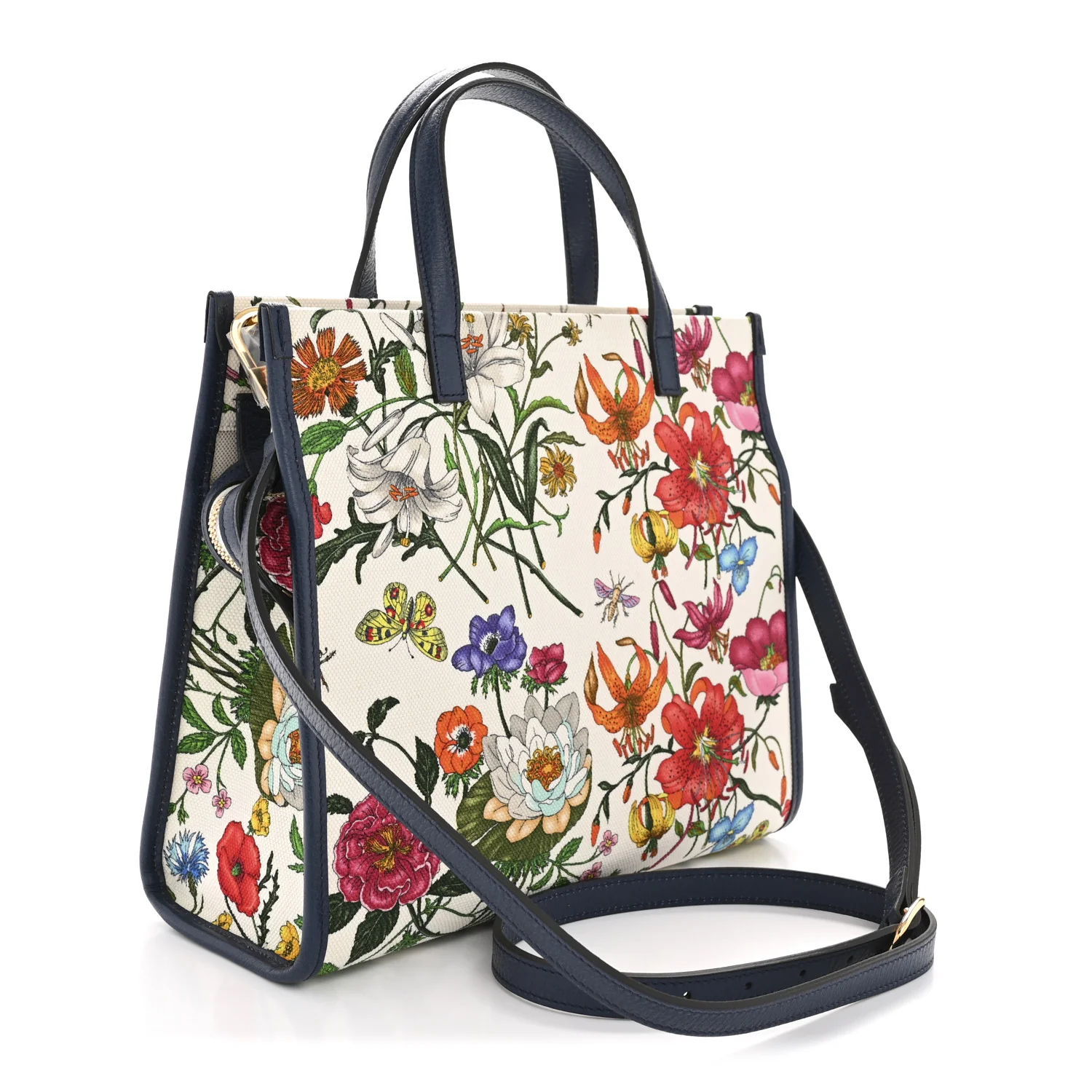 Canvas Medium Flora Tote White Multicolor Blue Agata - Image 3