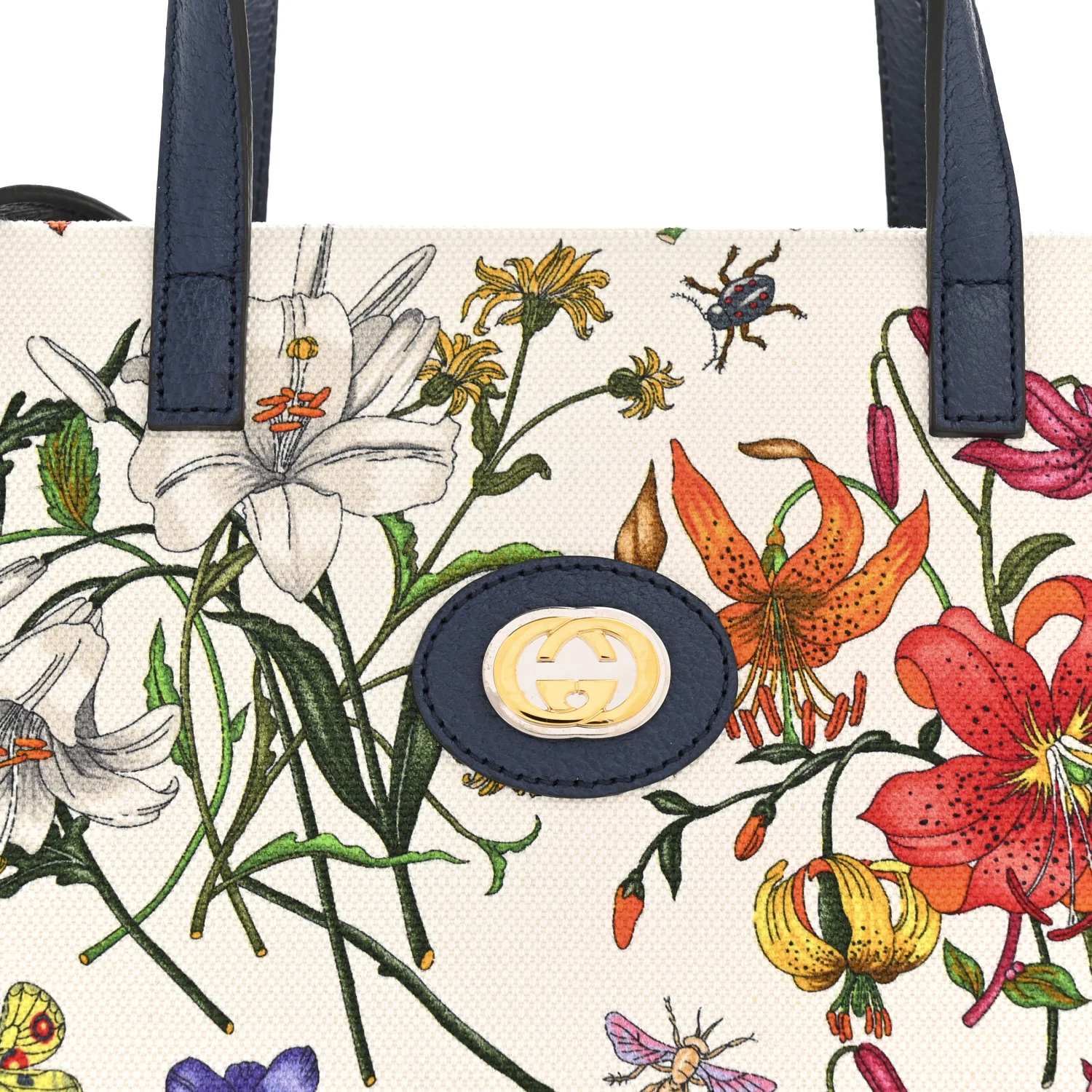 Canvas Medium Flora Tote White Multicolor Blue Agata - Image 8