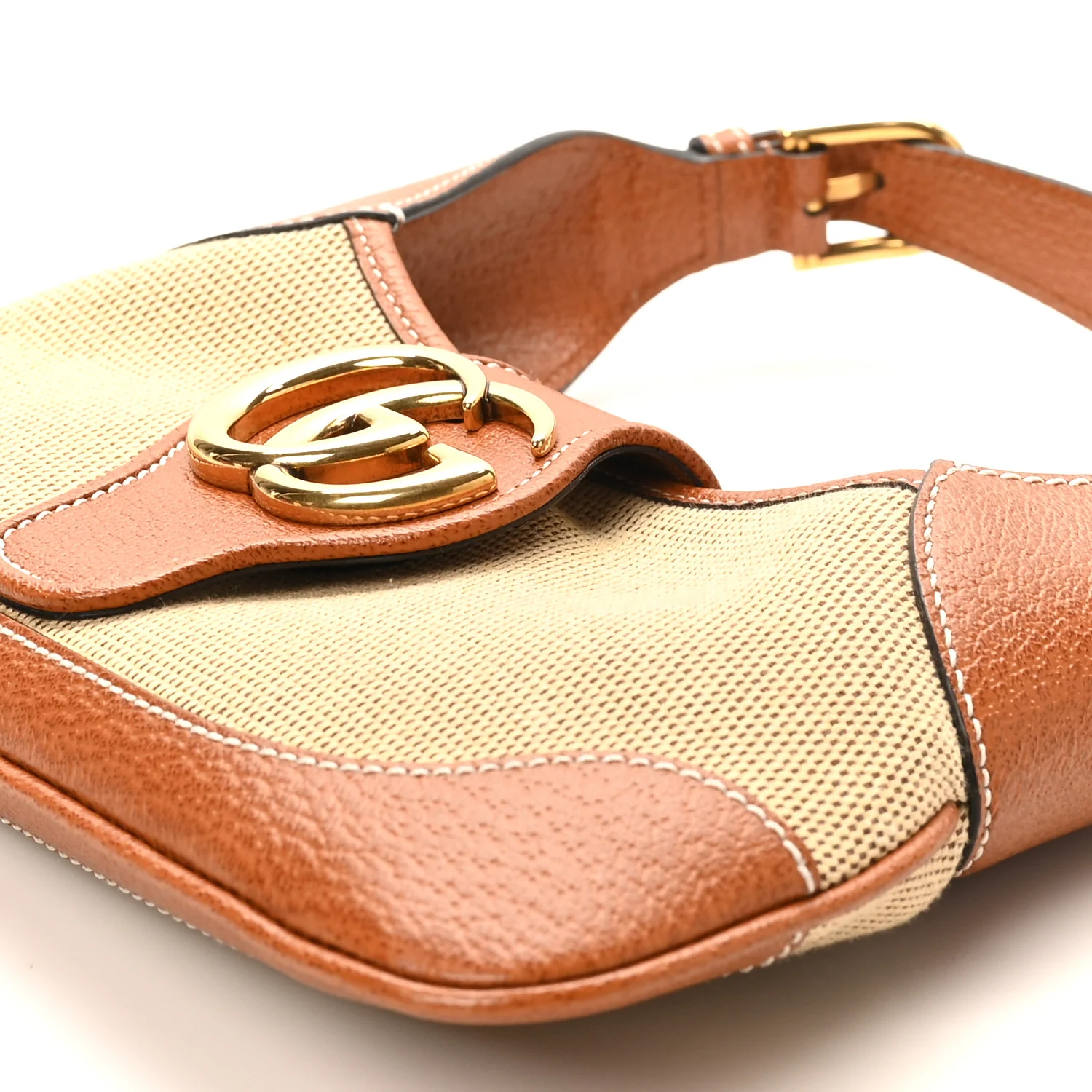 Canvas Textured Dollar Calfskin Small Aphrodite Shoulder Bag Beige Tan - Image 10