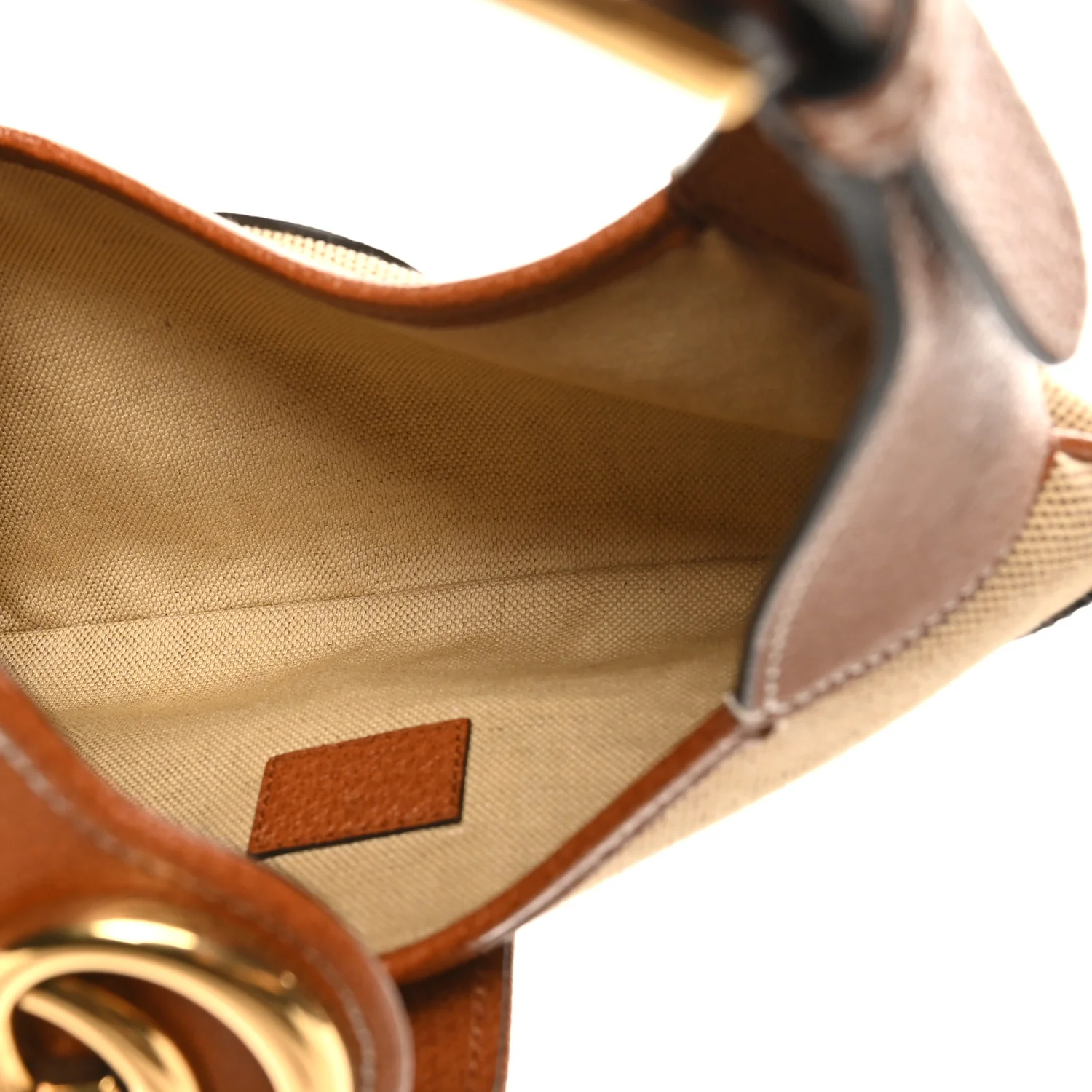 Canvas Textured Dollar Calfskin Small Aphrodite Shoulder Bag Beige Tan - Image 5