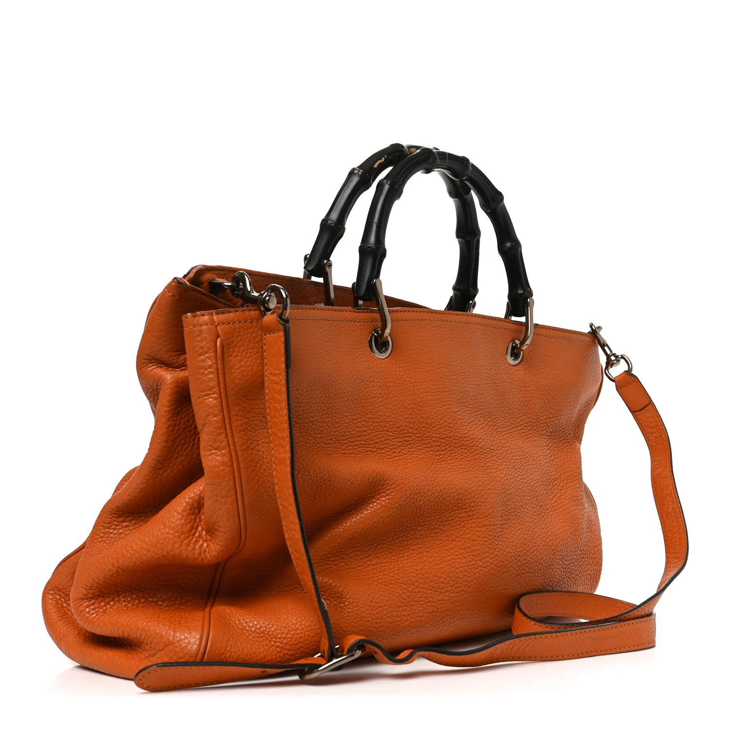 Cellarius Calfskin Large Bamboo Shopper Tote Orange - Image 3