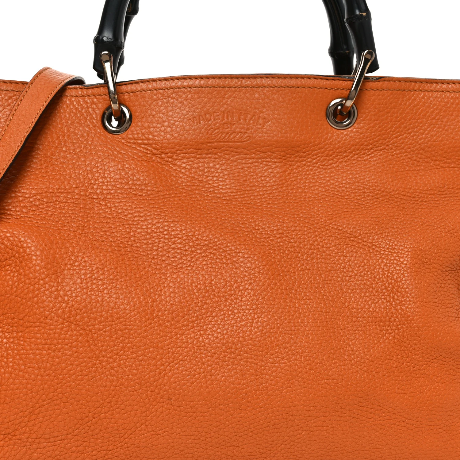 Cellarius Calfskin Large Bamboo Shopper Tote Orange - Image 8