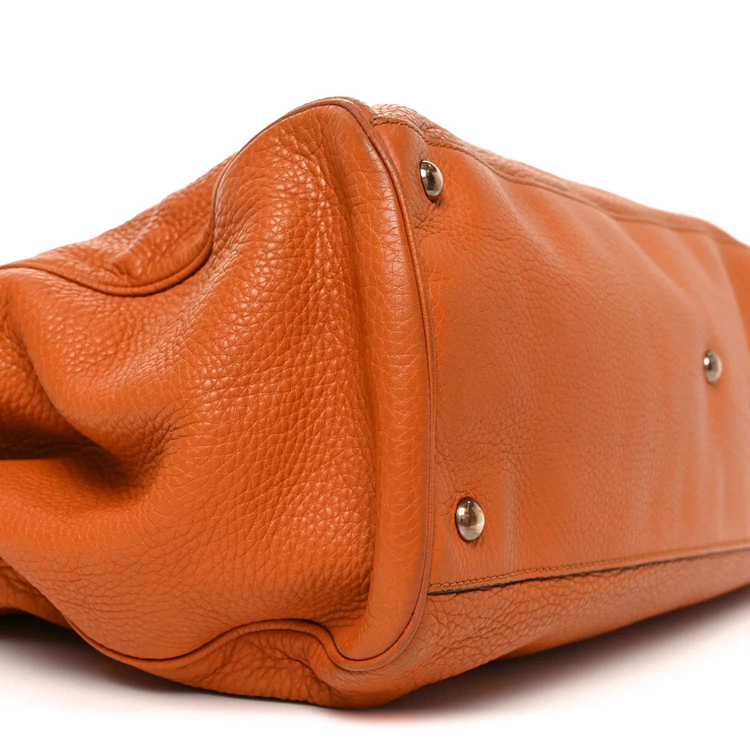Cellarius Calfskin Large Bamboo Shopper Tote Orange - Image 9
