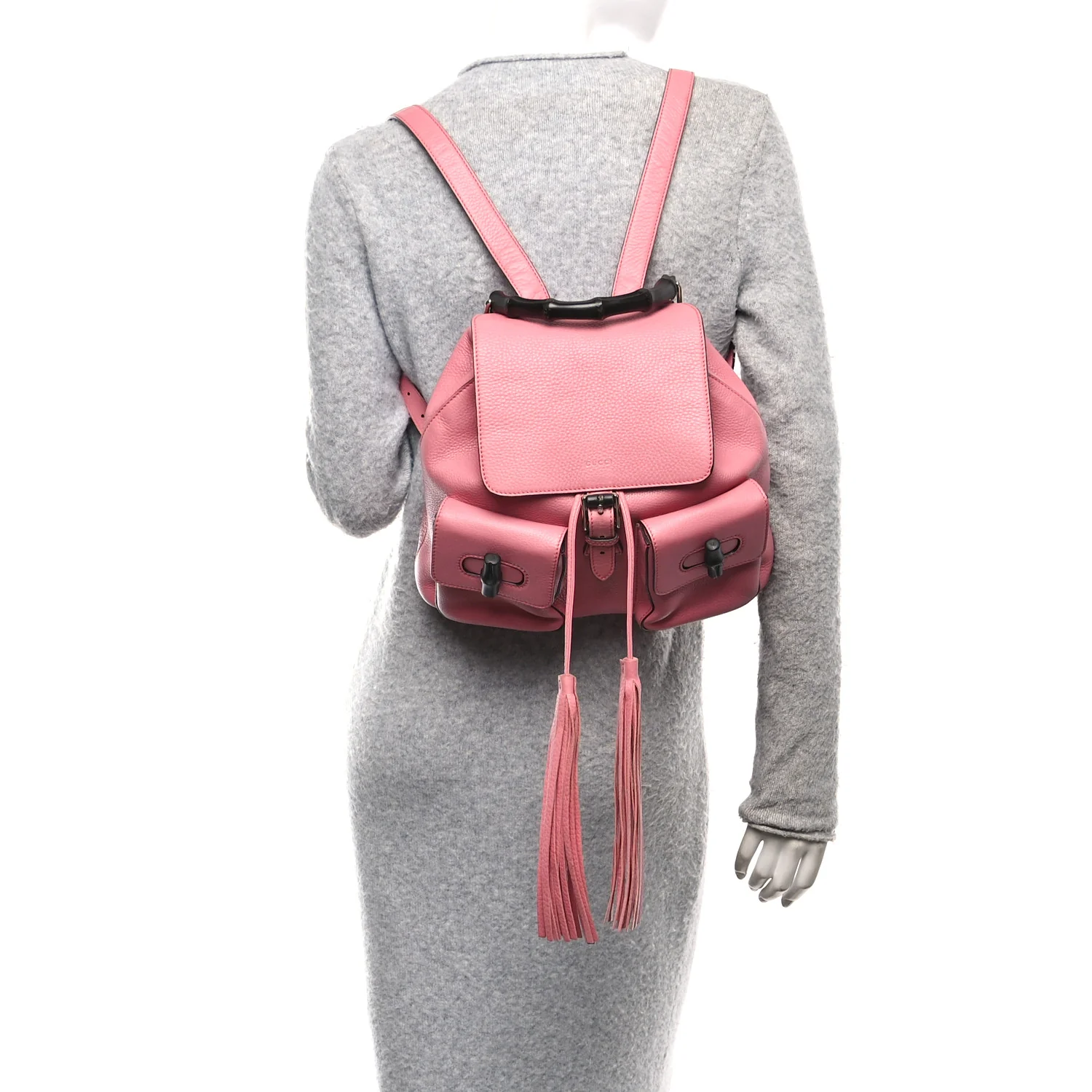 Cellarius Calfskin Medium Bamboo Backpack Glossy Pink - Image 2