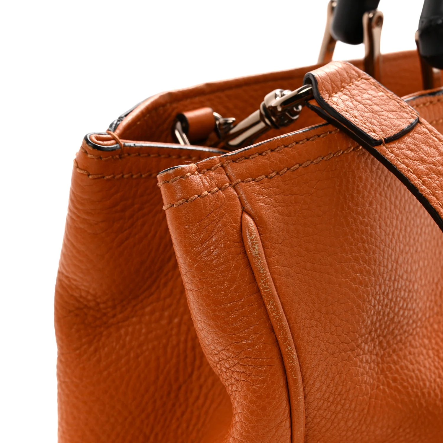 Cellarius Calfskin Medium Bamboo Shopper Tote  Orange - Image 16