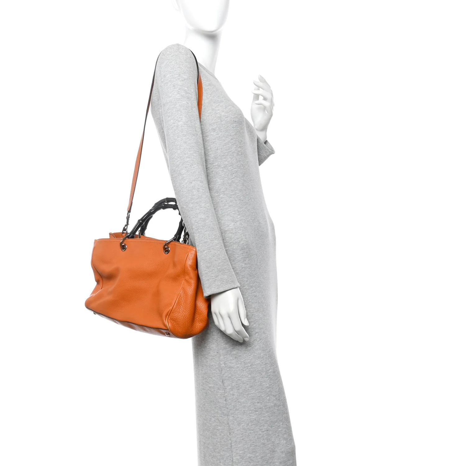 Cellarius Calfskin Medium Bamboo Shopper Tote  Orange - Image 2