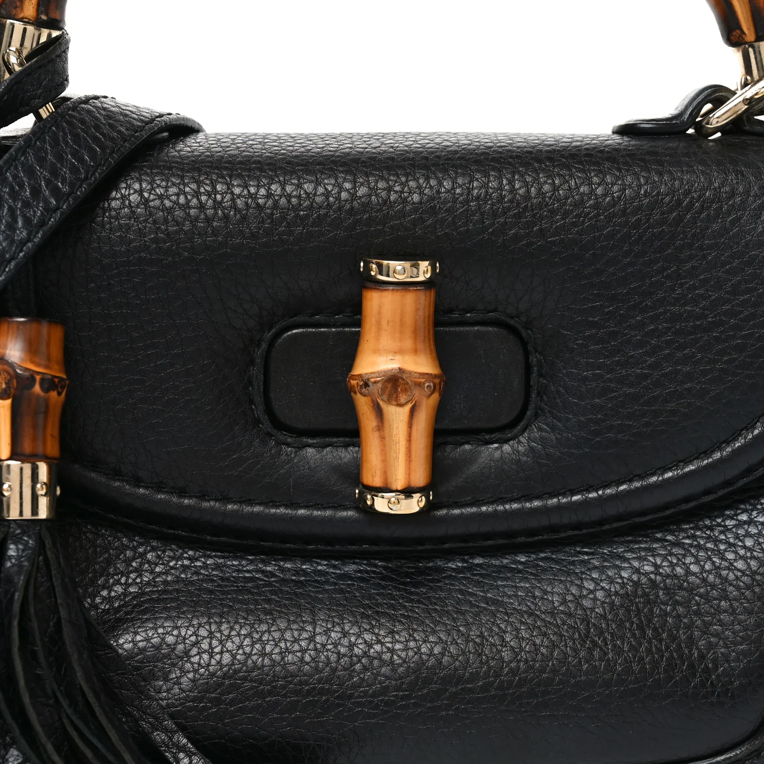 Cellarius Calfskin Medium New Bamboo Top Handle Bag Black - Image 8