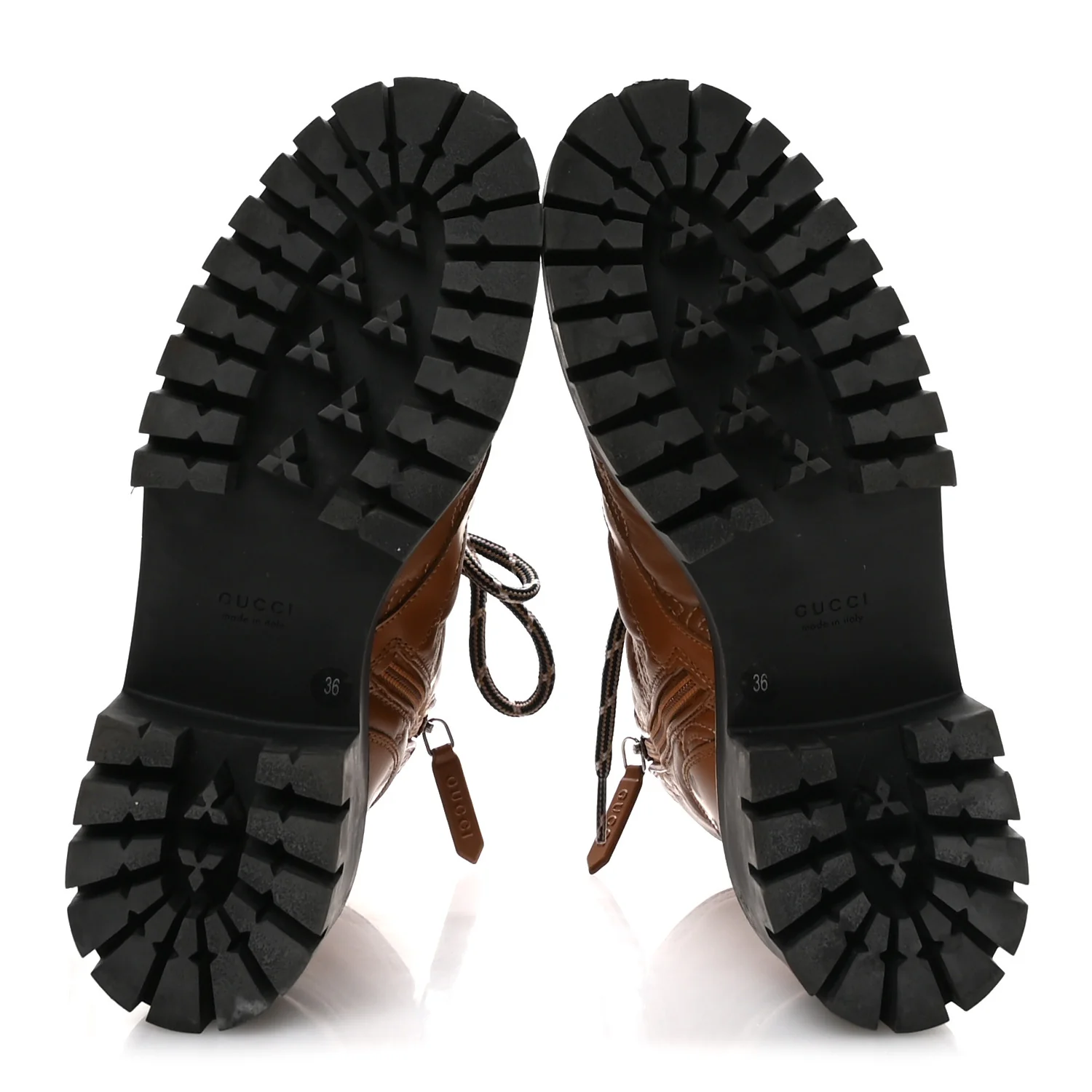 Cordovan Lux Nappa GG Matelasse Lace Up 60mm Combat Boots 36 Dark Hazel Brown - Image 6