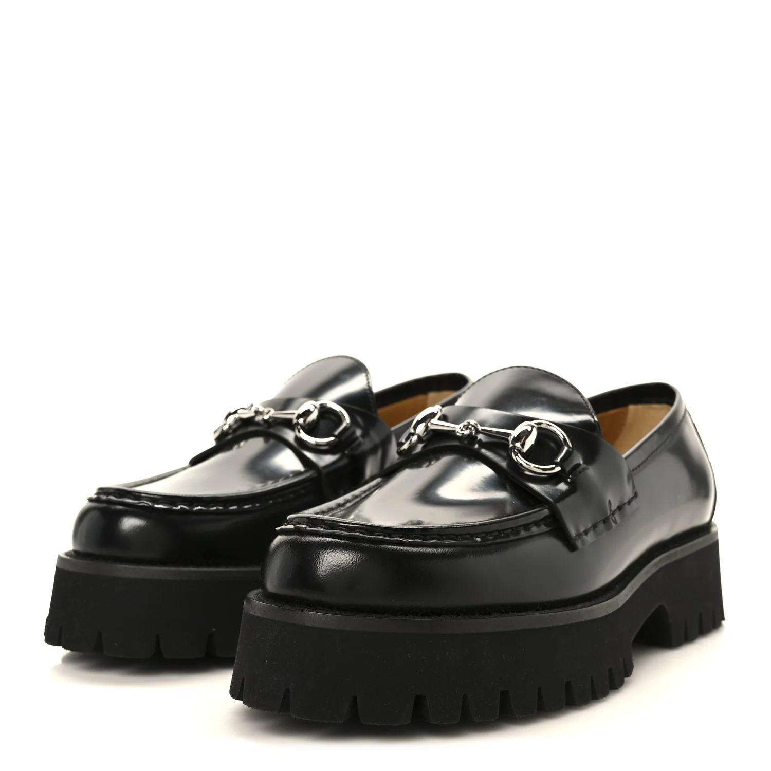Cordovan Lux Womens Horsebit 45mm Platform Loafers 36 Black - Image 4