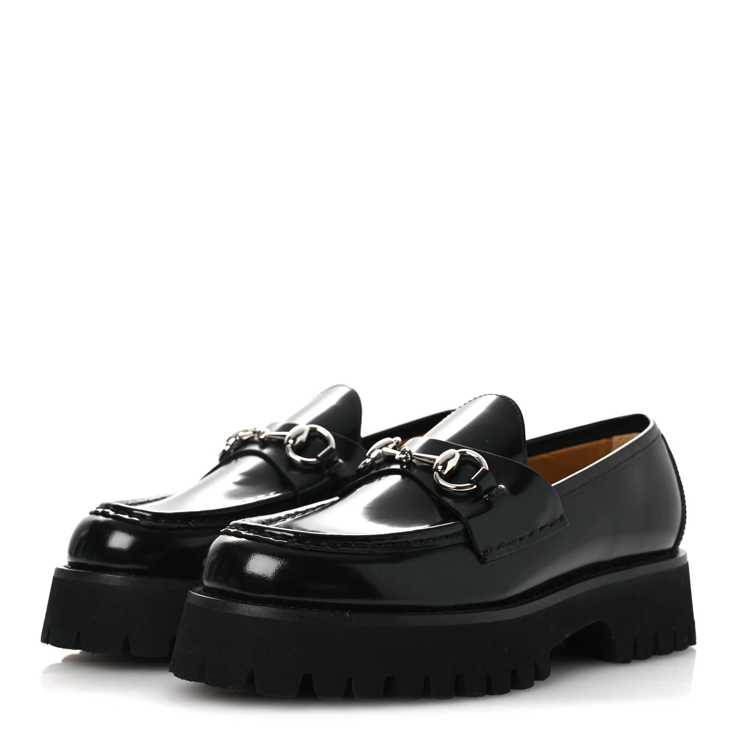 Cordovan Lux Womens Horsebit 45mm Platform Loafers 37.5 Black - Image 4