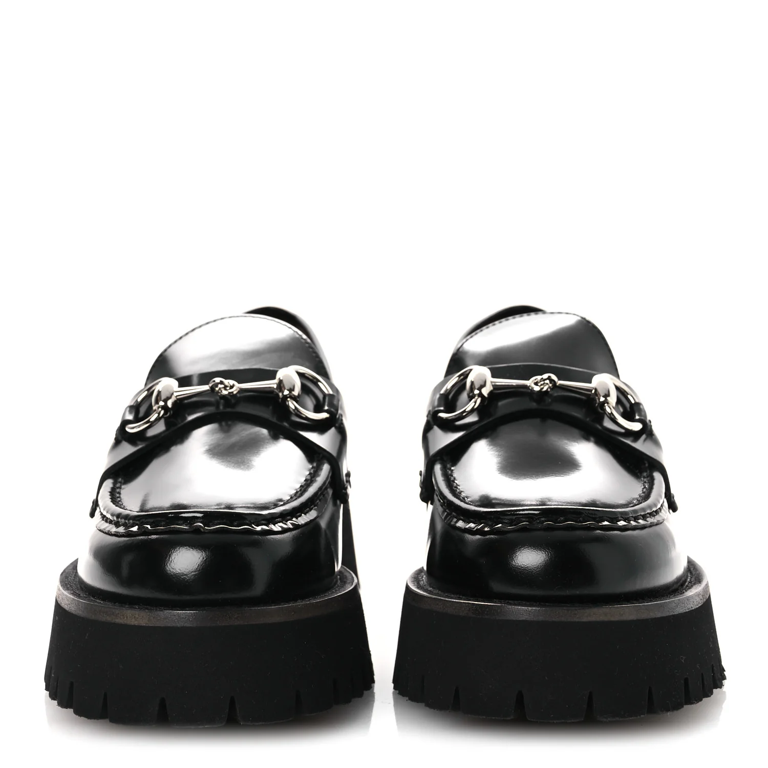 Cordovan Lux Womens Horsebit 45mm Platform Loafers 37.5 Black - Image 3