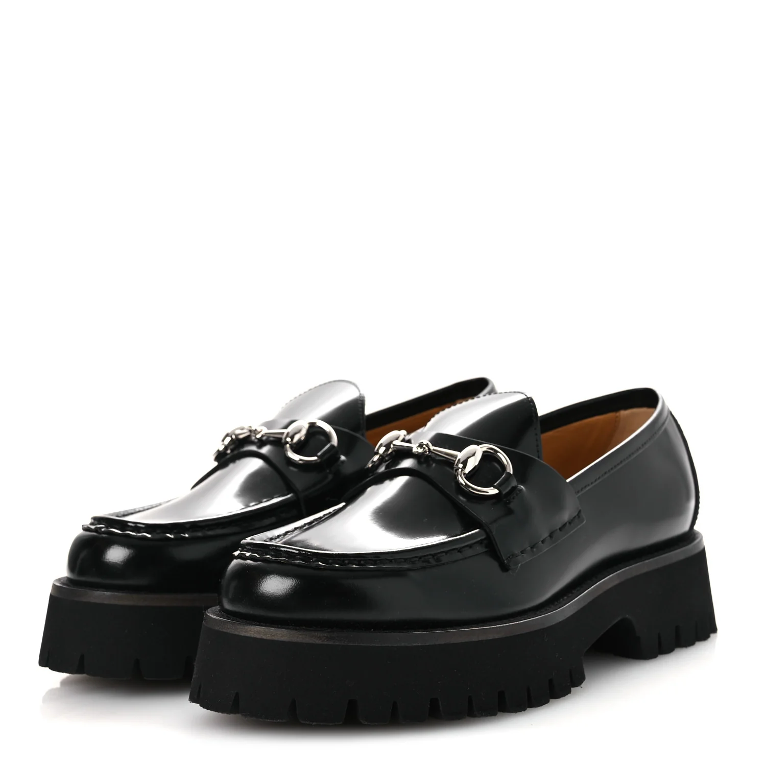 Cordovan Lux Womens Horsebit 45mm Platform Loafers 37.5 Black - Image 4