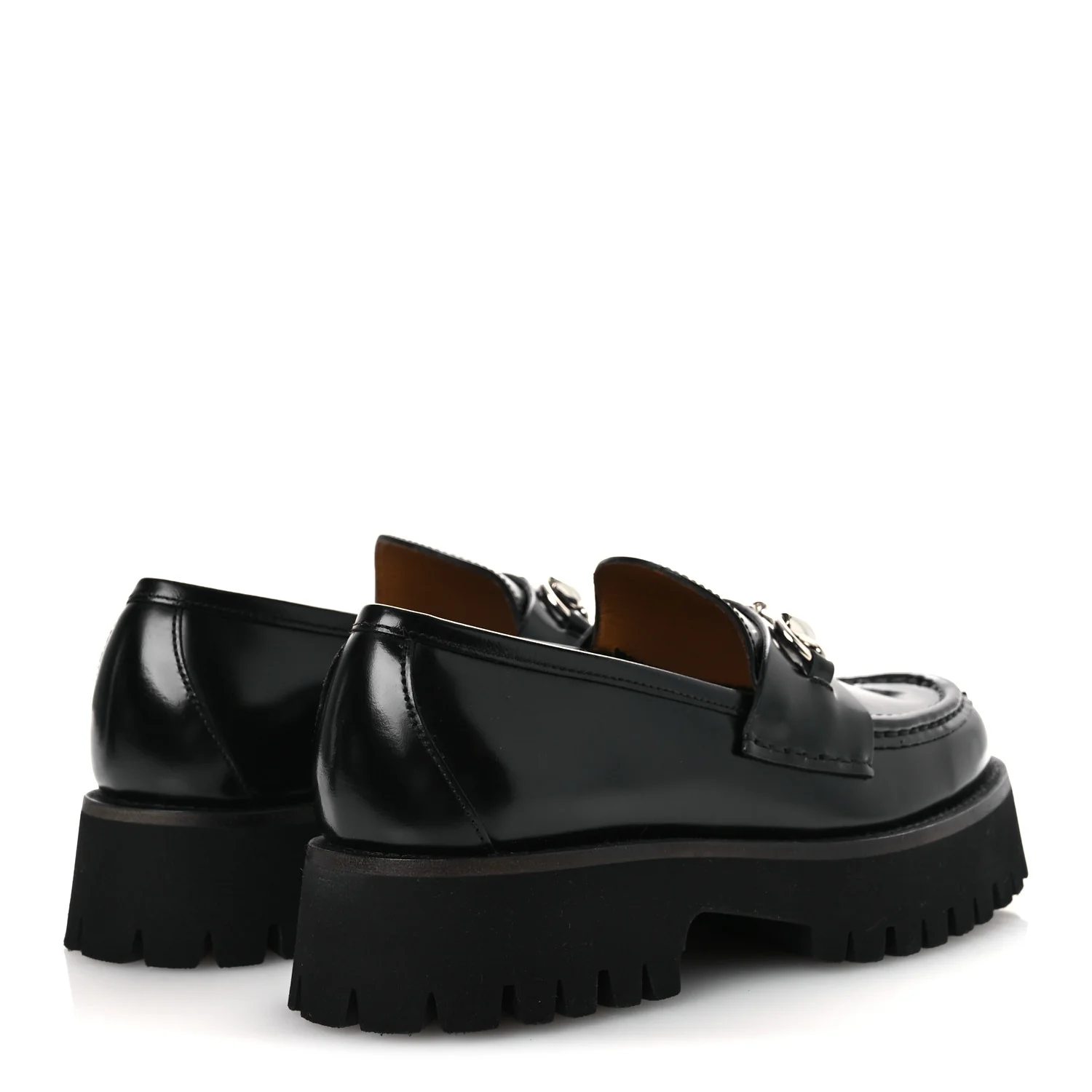 Cordovan Lux Womens Horsebit 45mm Platform Loafers 37.5 Black - Image 5