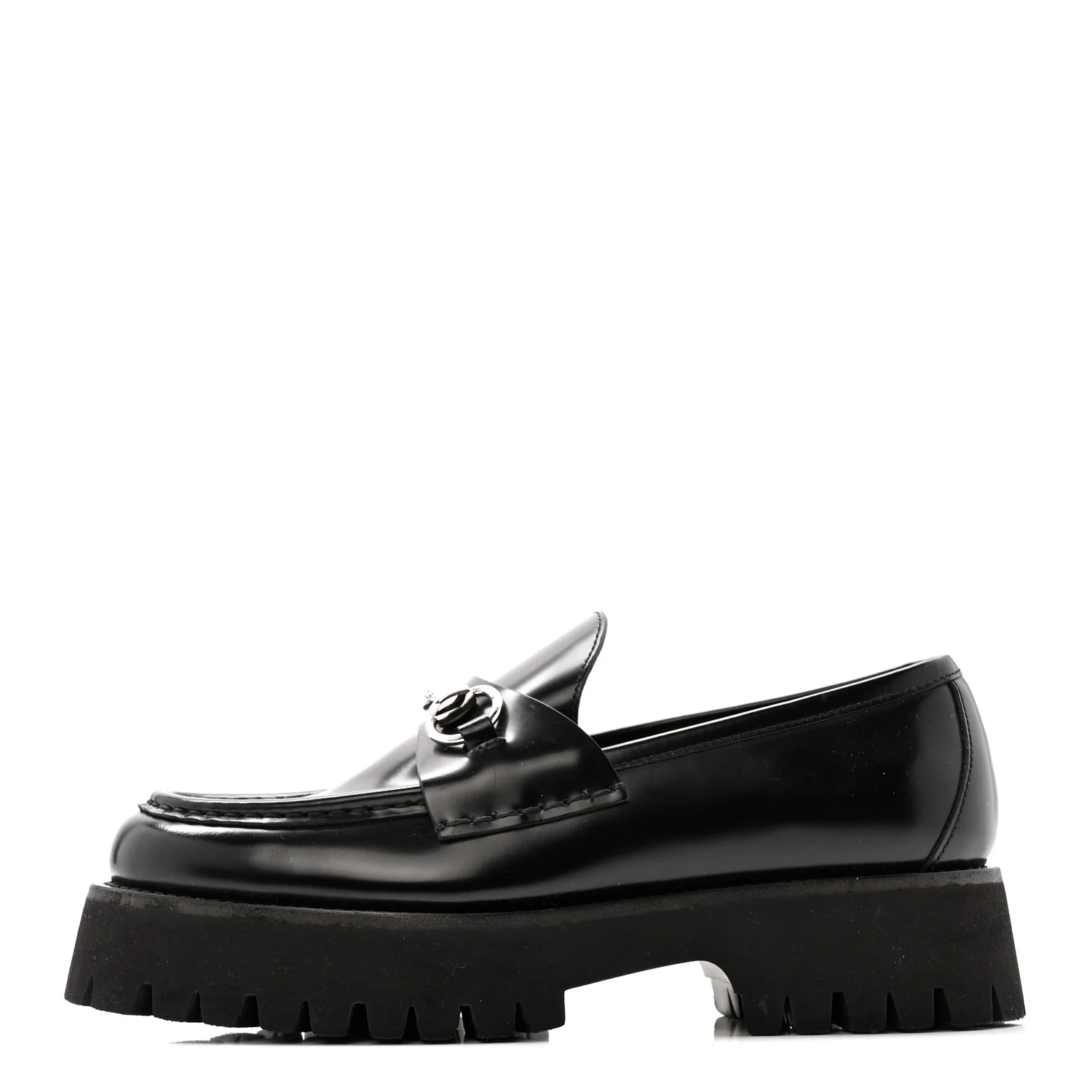 Cordovan Lux Womens Horsebit 45mm Platform Loafers 37.5 Black
