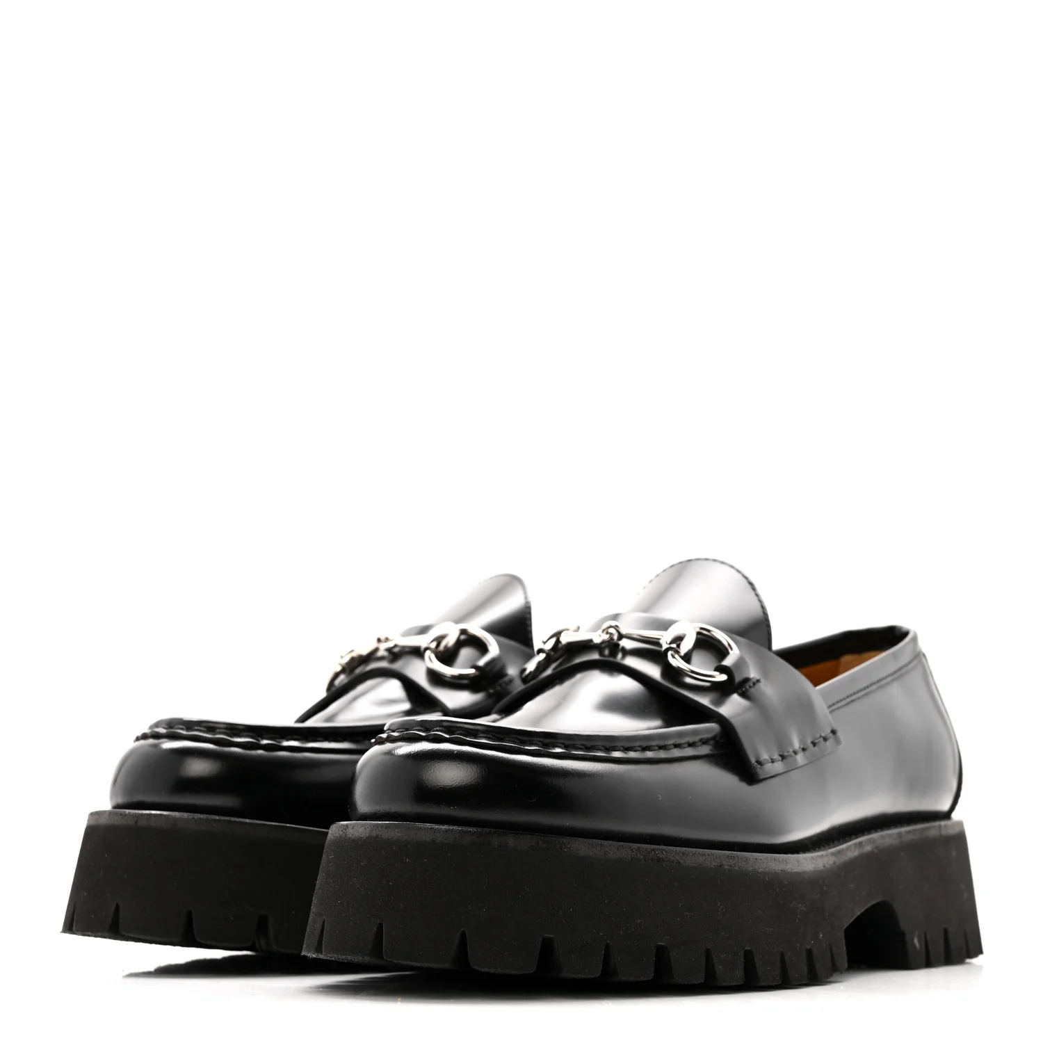 Cordovan Lux Womens Horsebit 45mm Platform Loafers 37.5 Black - Image 4