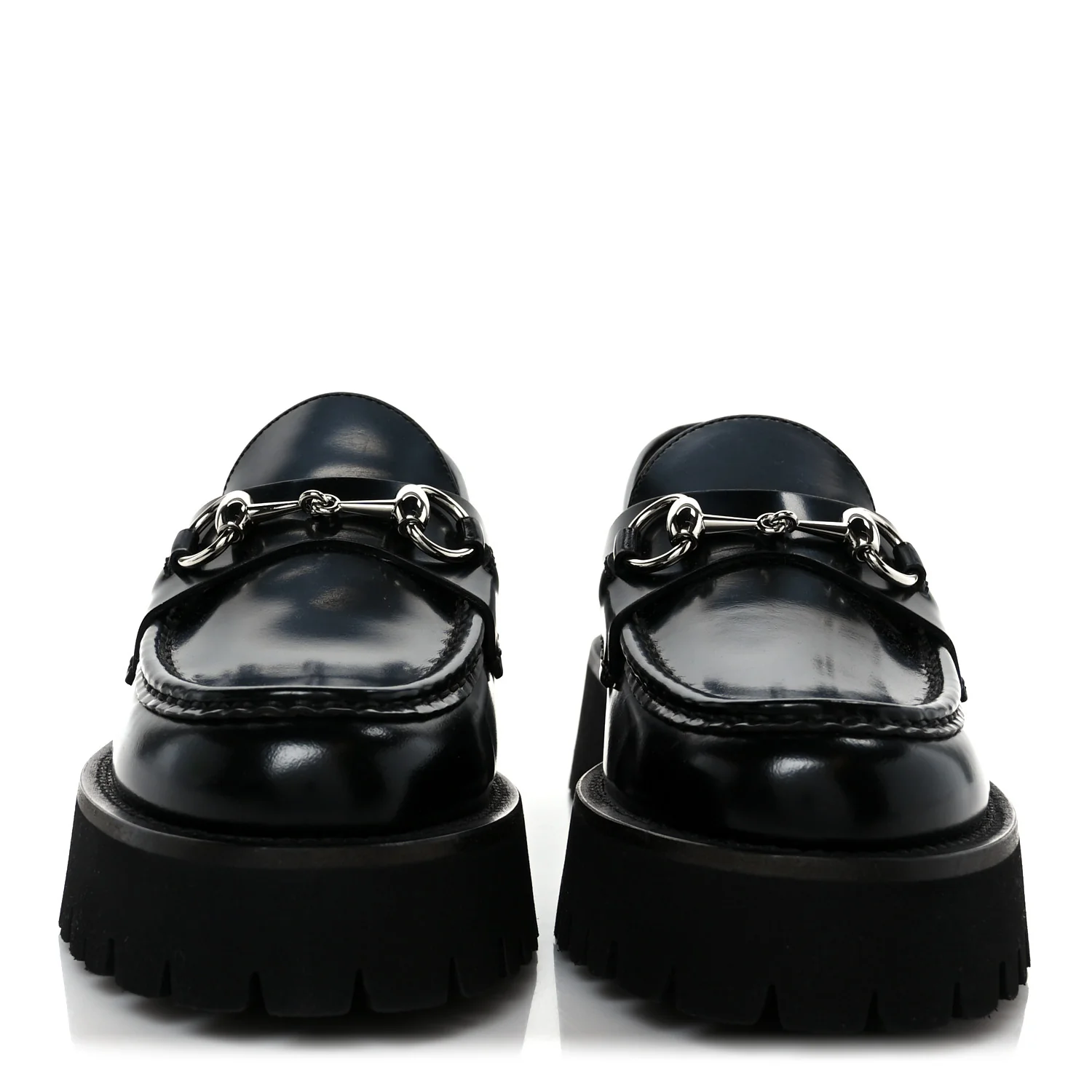 Cordovan Lux Womens Horsebit 45mm Platform Loafers 38 Black - Image 3