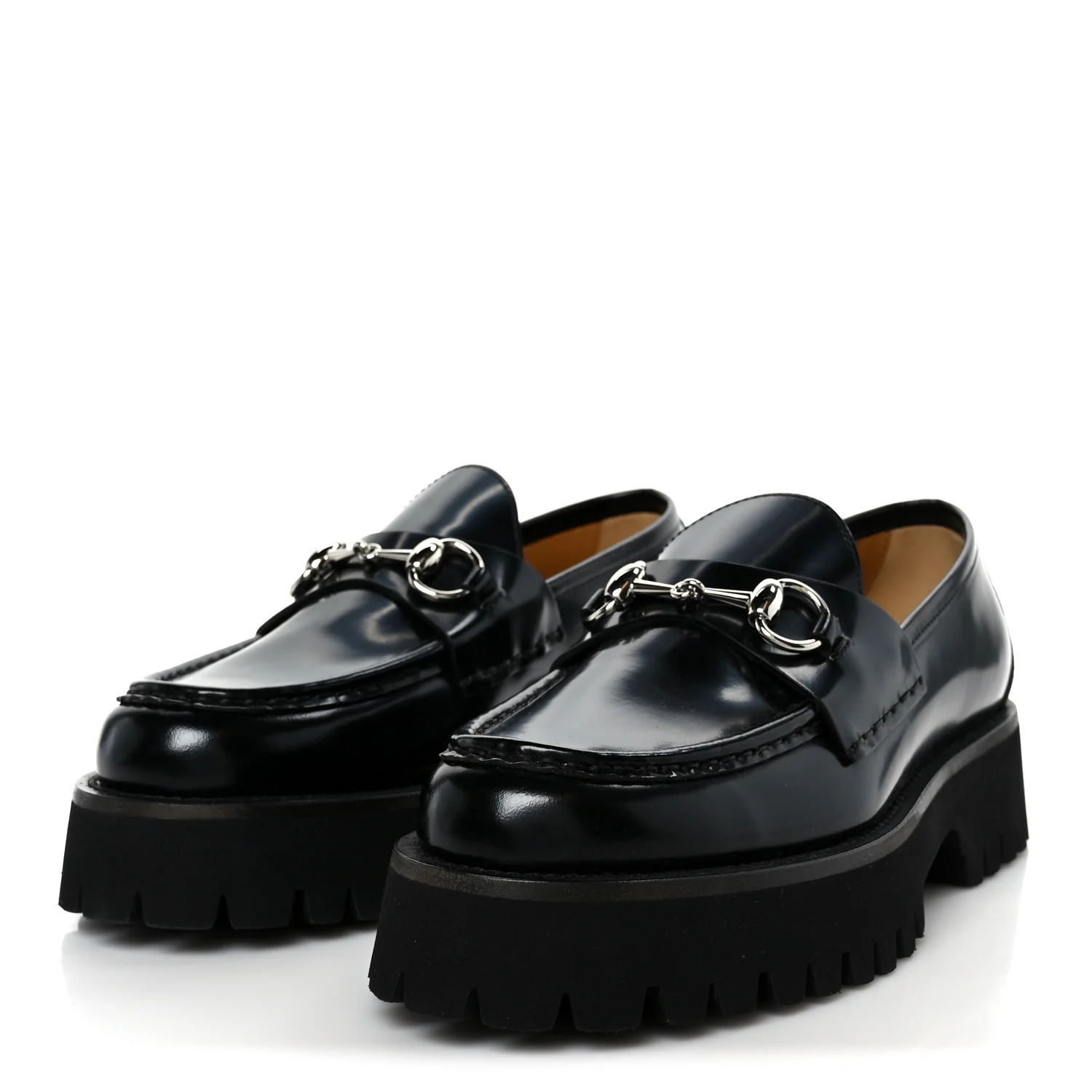 Cordovan Lux Womens Horsebit 45mm Platform Loafers 38 Black - Image 4
