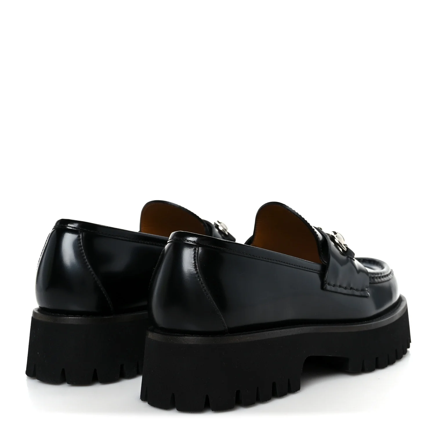 Cordovan Lux Womens Horsebit 45mm Platform Loafers 38 Black - Image 5