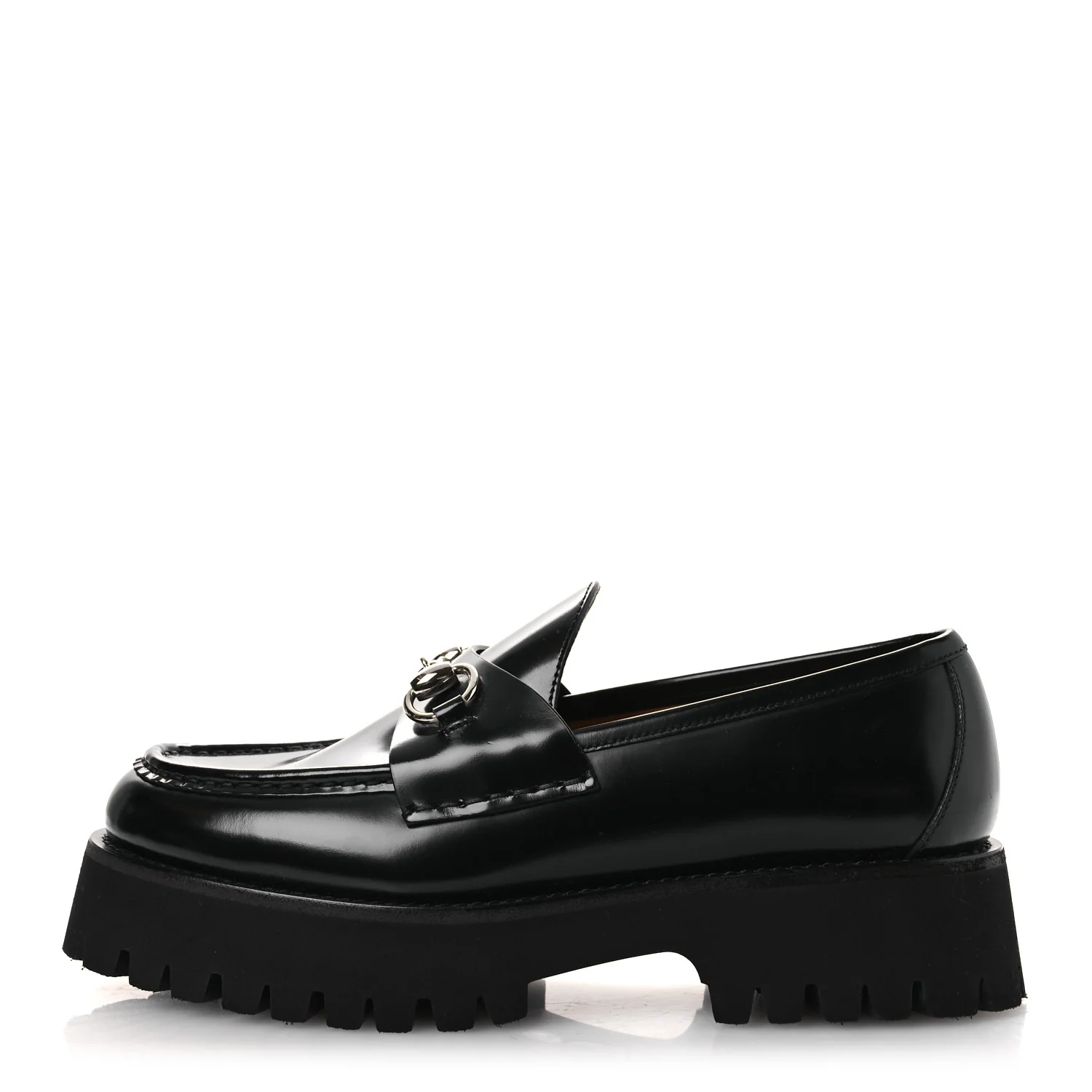 Cordovan Lux Womens Horsebit 45mm Platform Loafers 38.5 Black